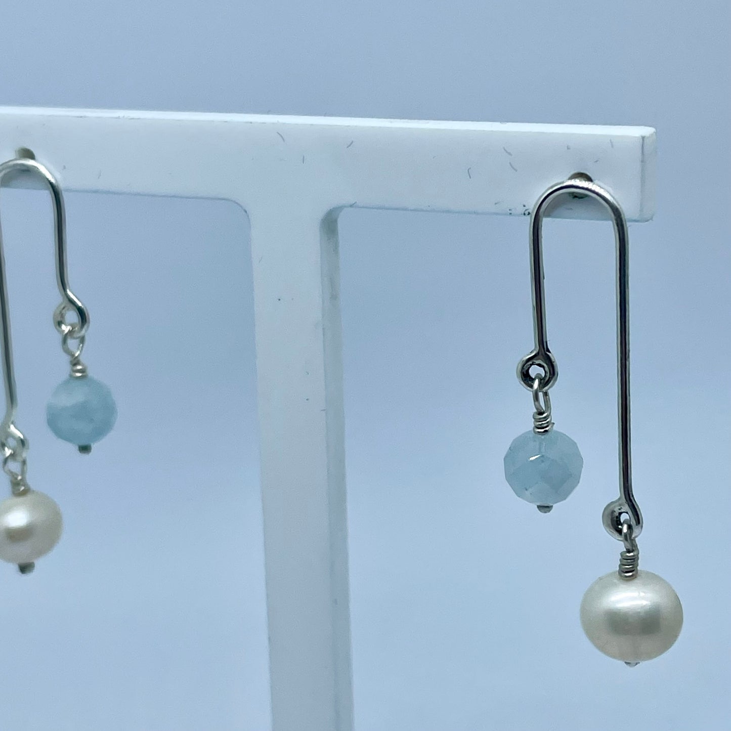 Aquamarine and Freshwater Pearl Earrings image 7