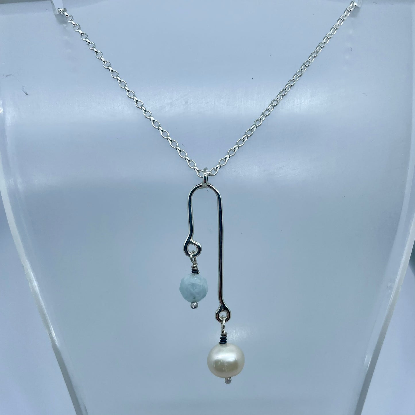 Aquamarine and Freshwater Pearl Necklace image 3