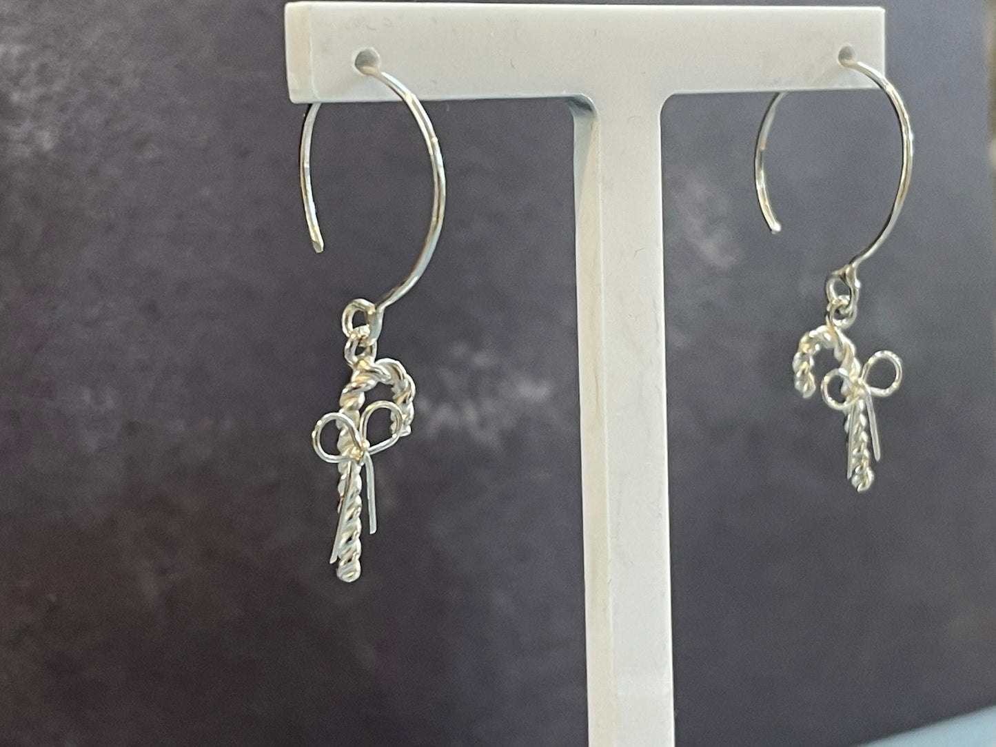 Christmas Candy Cane Earrings With Bows image 5