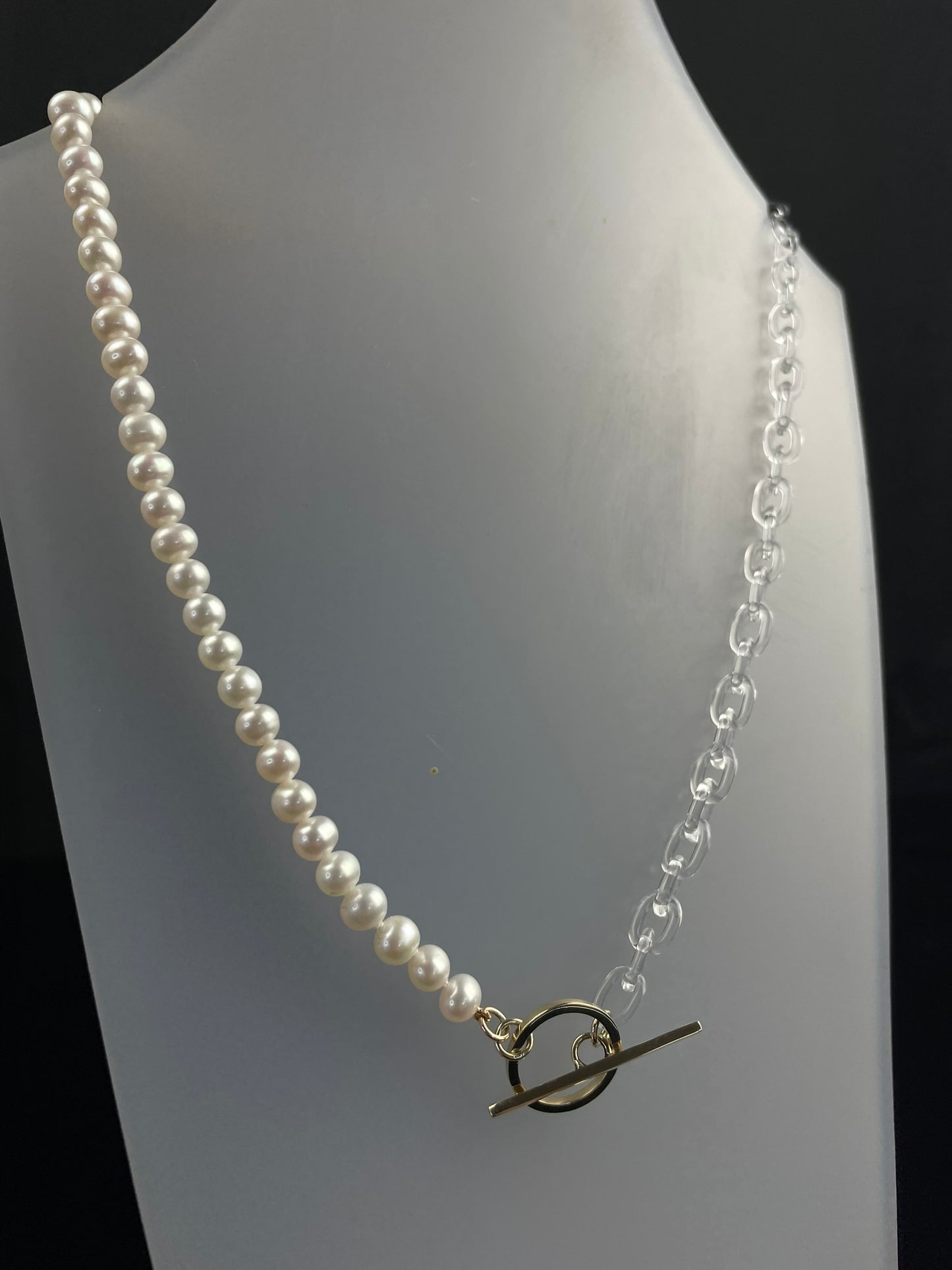 Freshwater Pearl and Glass Chain T.Bar Necklace image 13