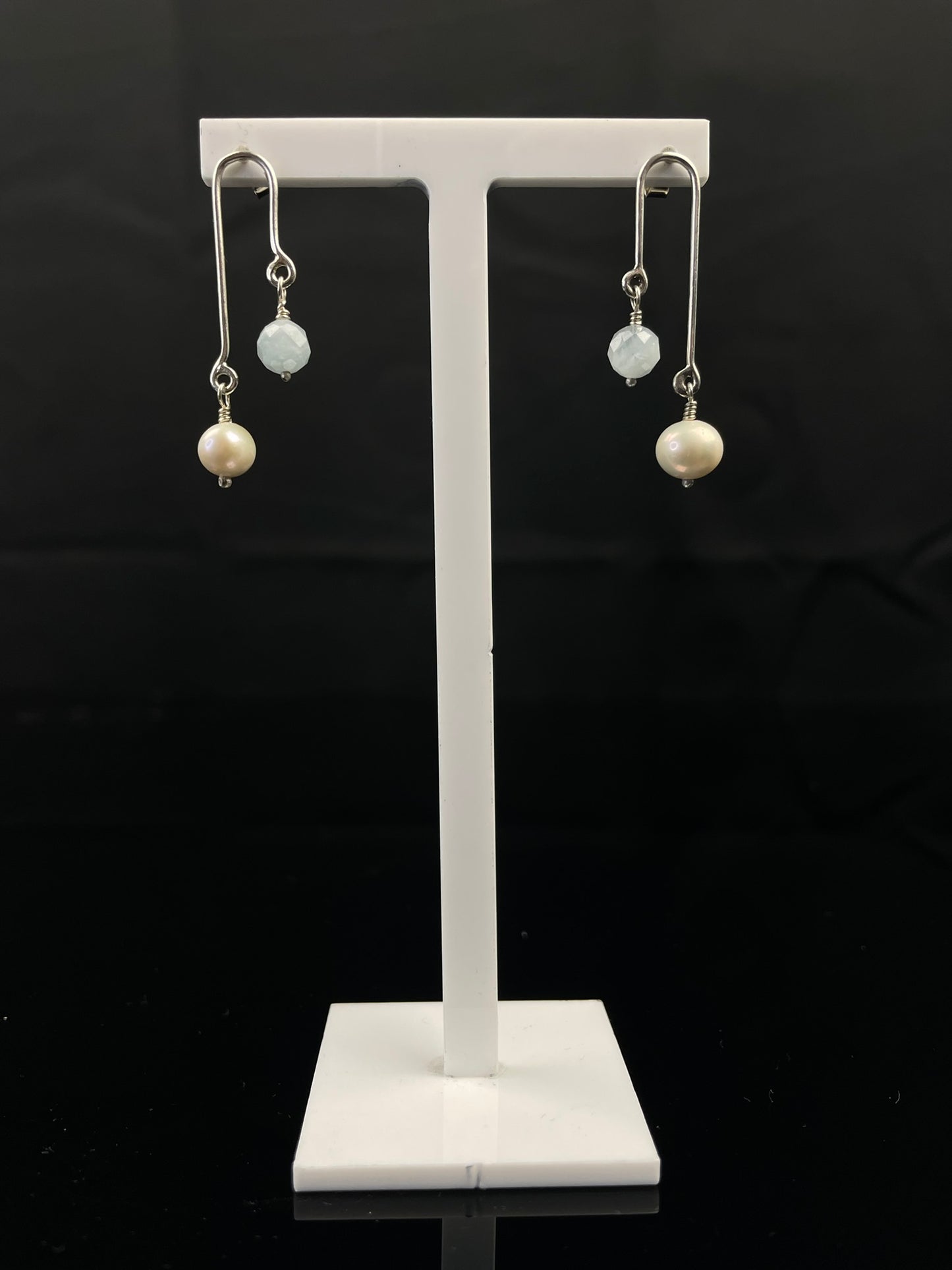 Aquamarine and Freshwater Pearl Earrings image 3