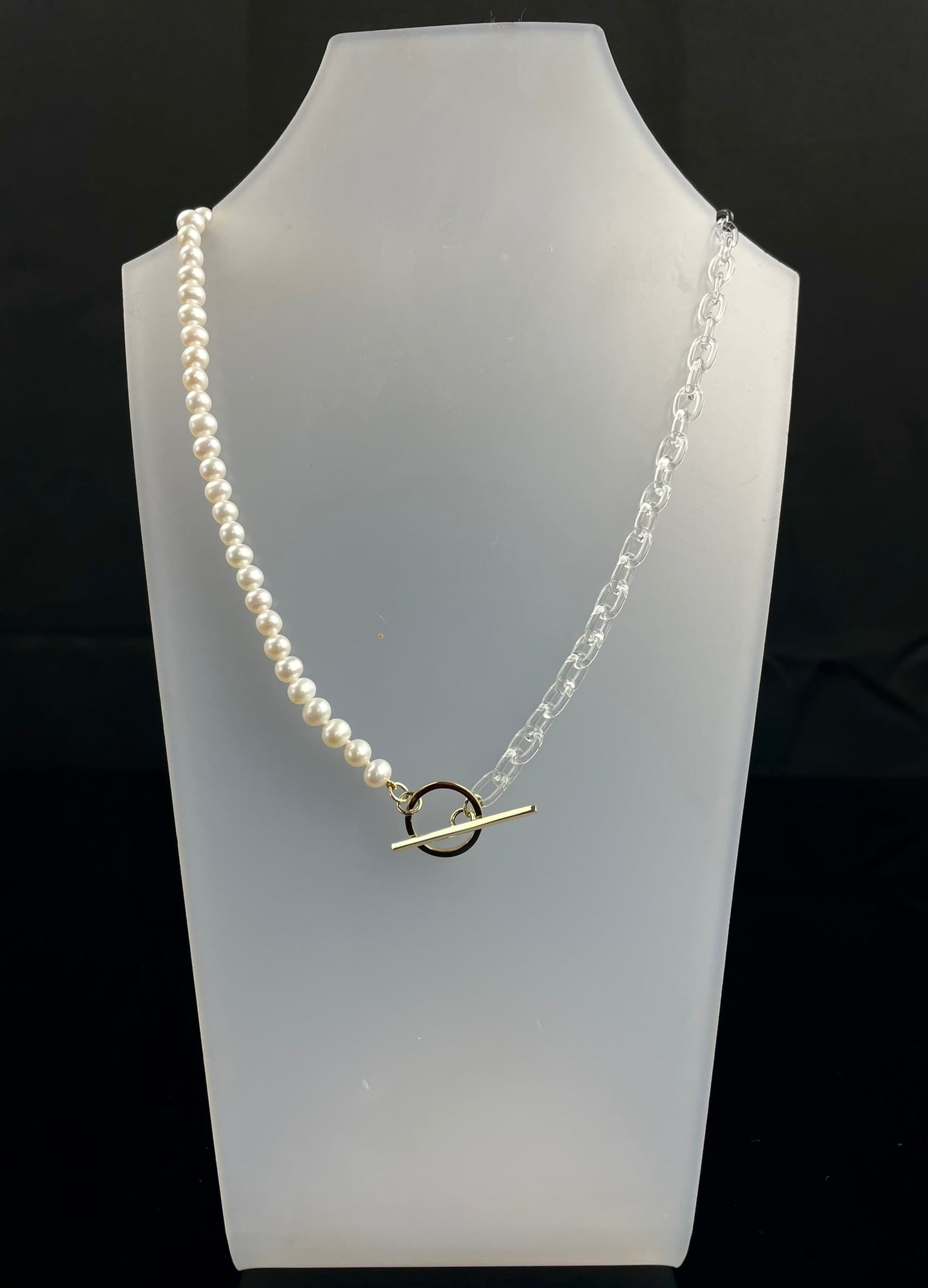 Freshwater Pearl and Glass Chain T.Bar Necklace image 12