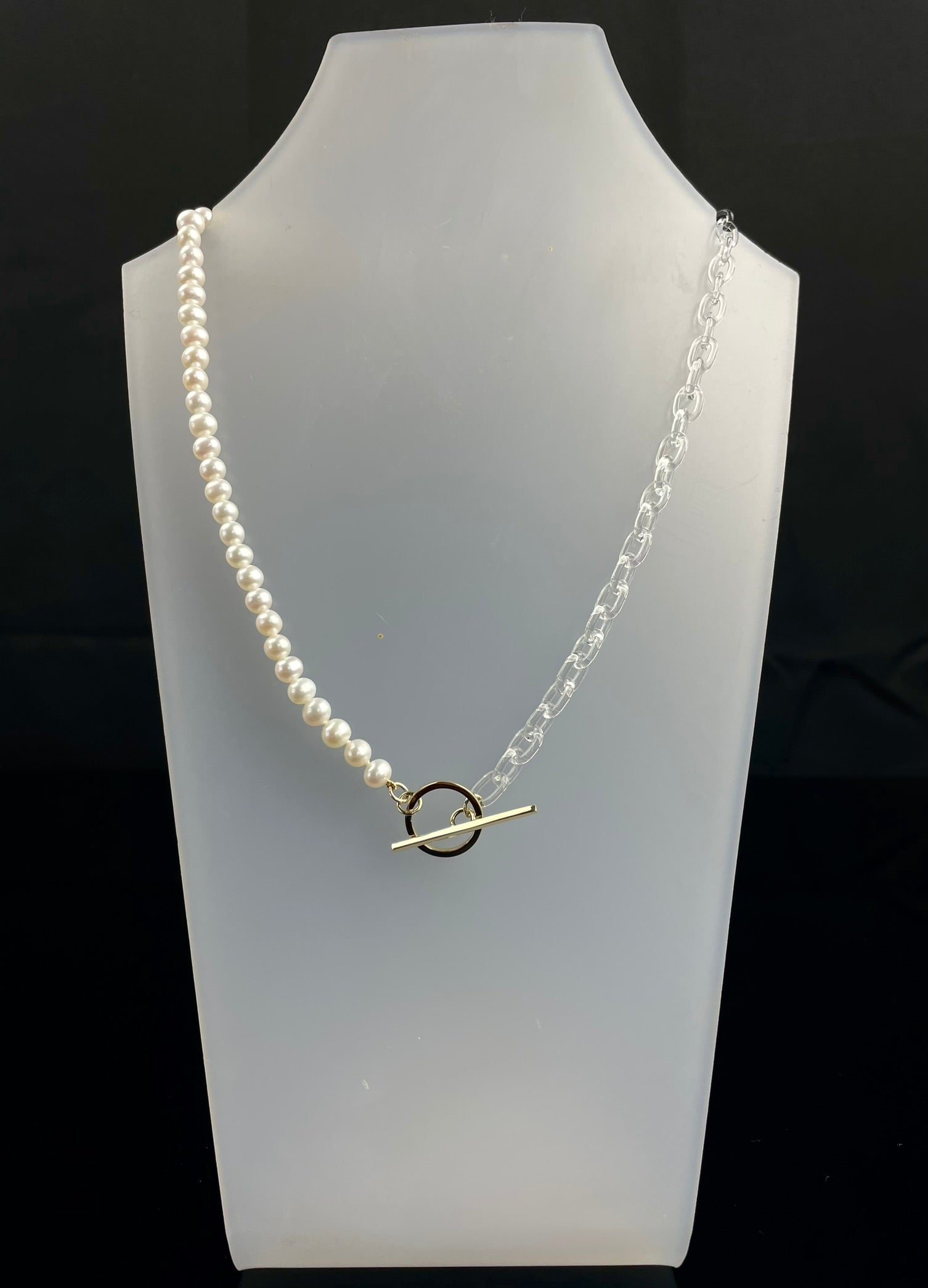 Freshwater Pearl and Glass Chain T.Bar Necklace image 12