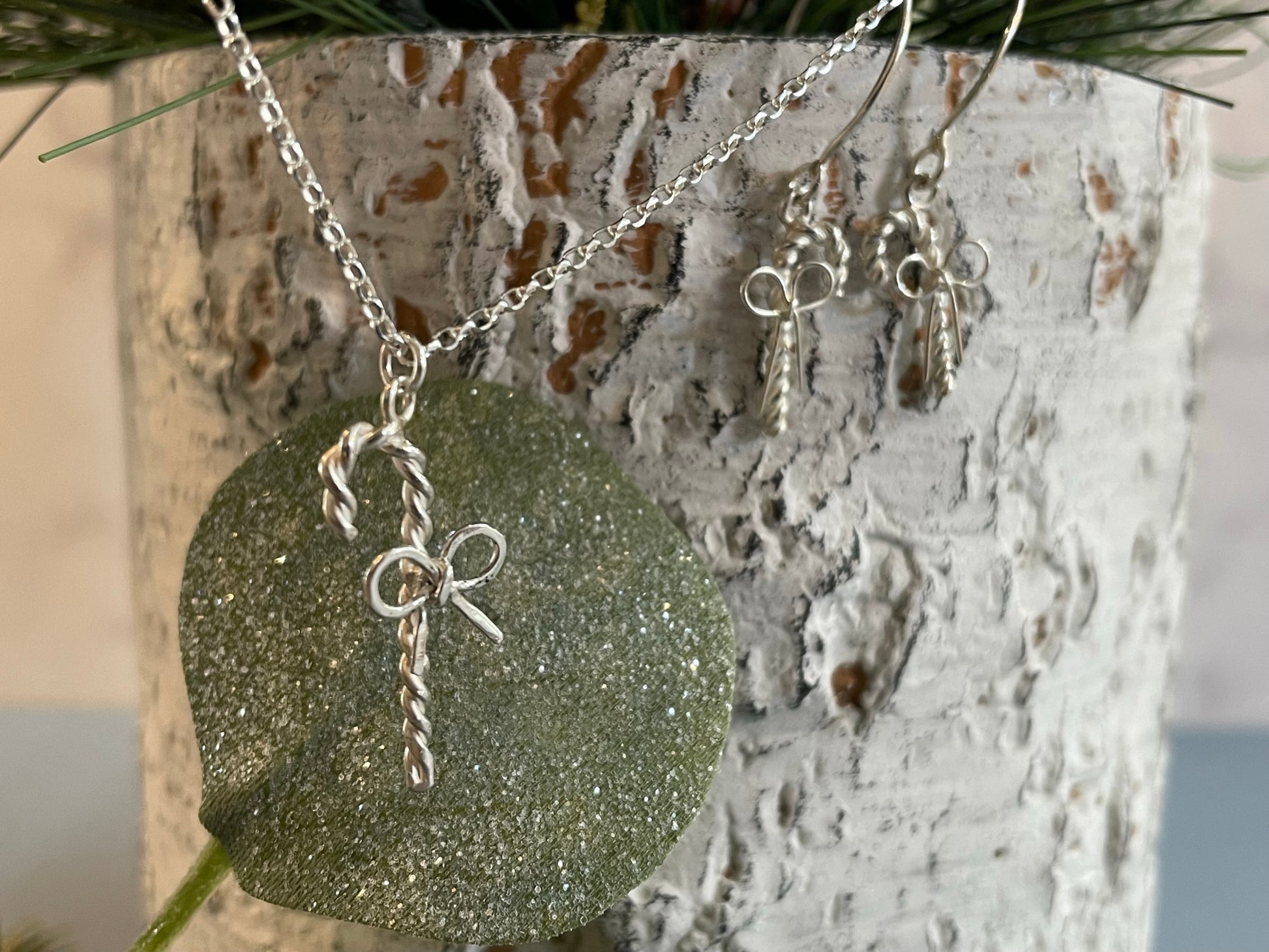 Silver Candy Cane Necklace image 0