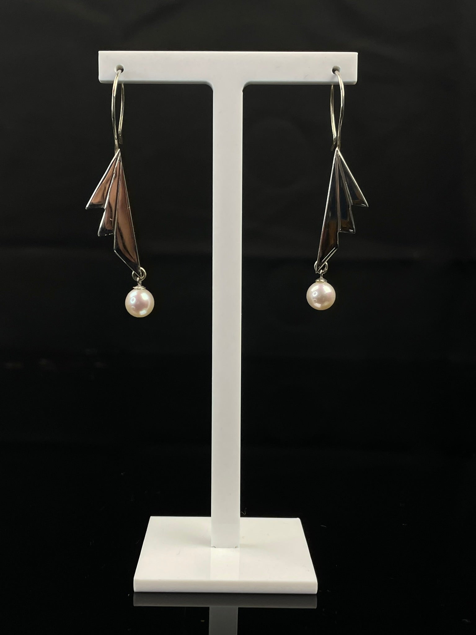 Sterling Silver and Freshwater Pearl Art Deco inspired Earrings image 0
