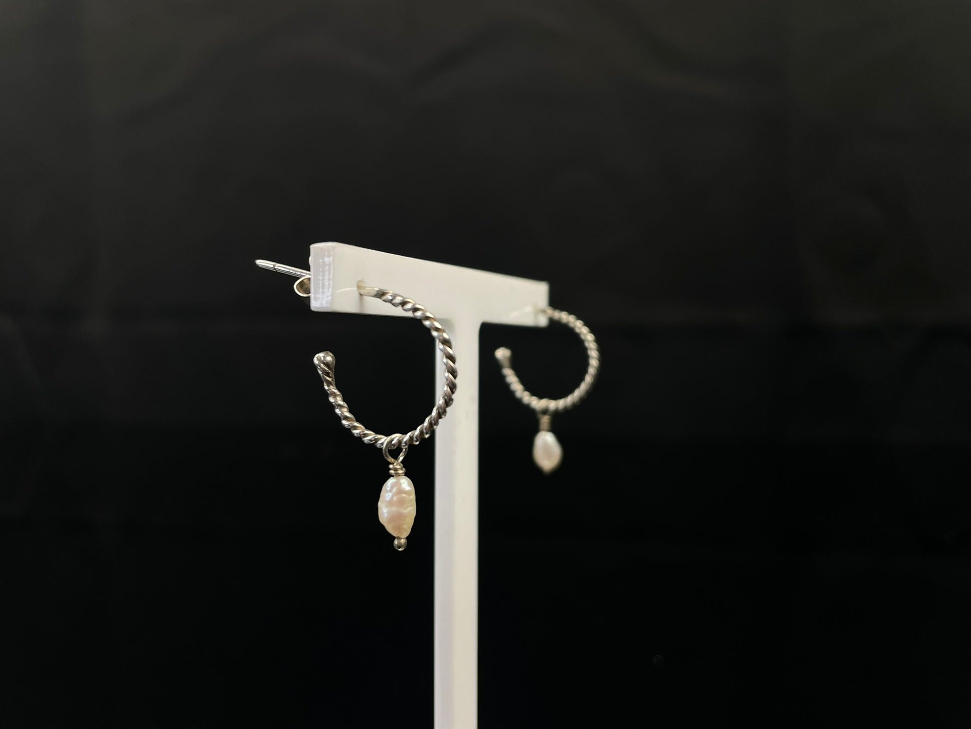 Pearl Drop Hoop Earrings image 1