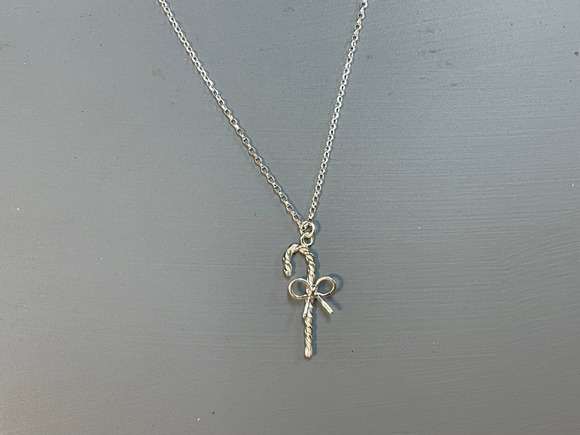 Silver Candy Cane Necklace image 1