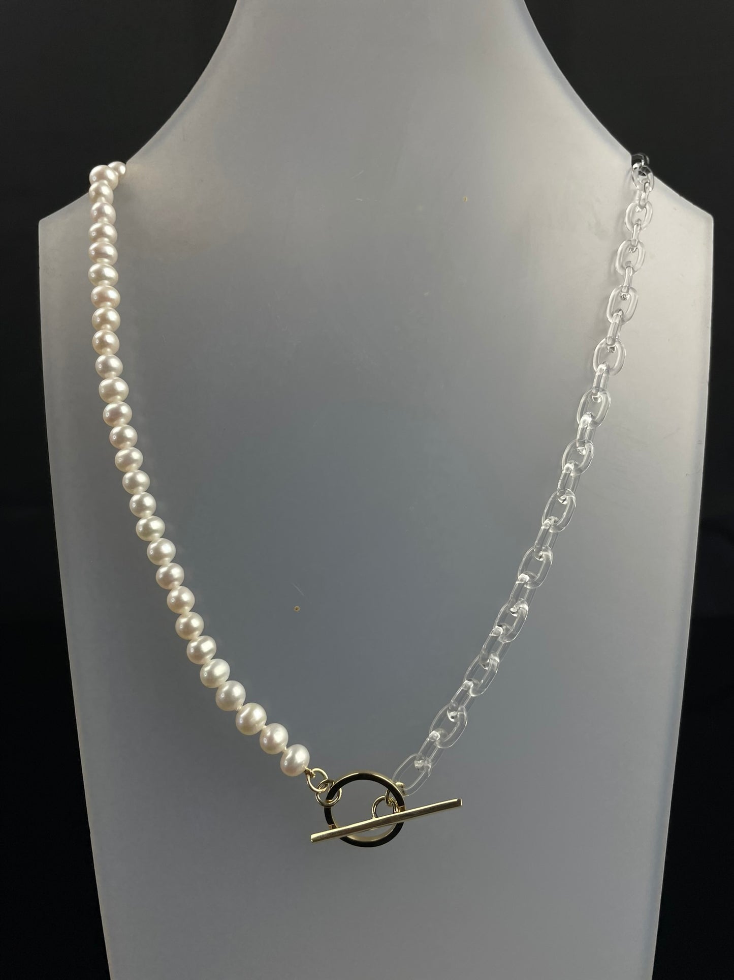 Freshwater Pearl and Glass Chain T.Bar Necklace image 8
