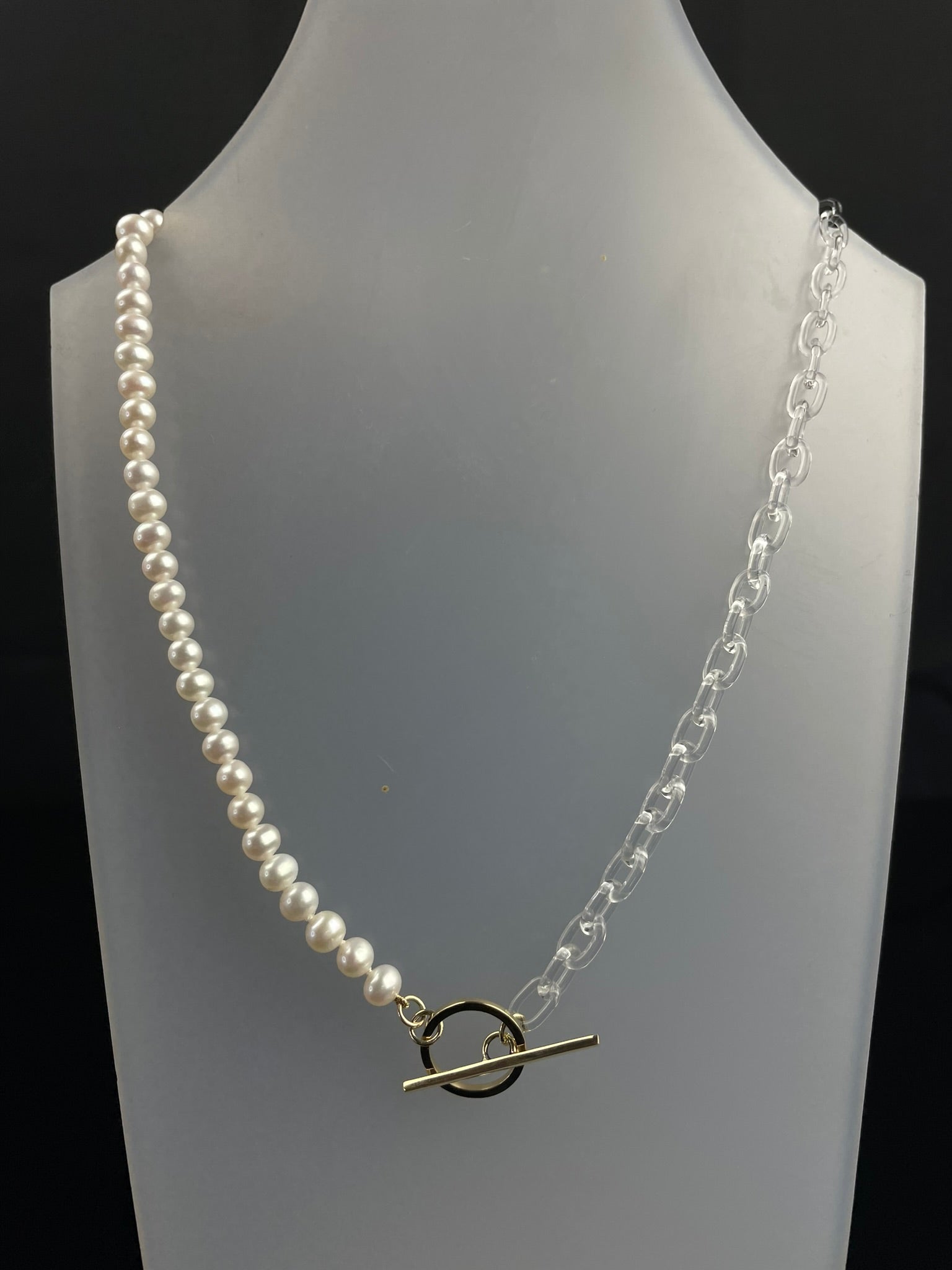 Freshwater Pearl and Glass Chain T.Bar Necklace image 8