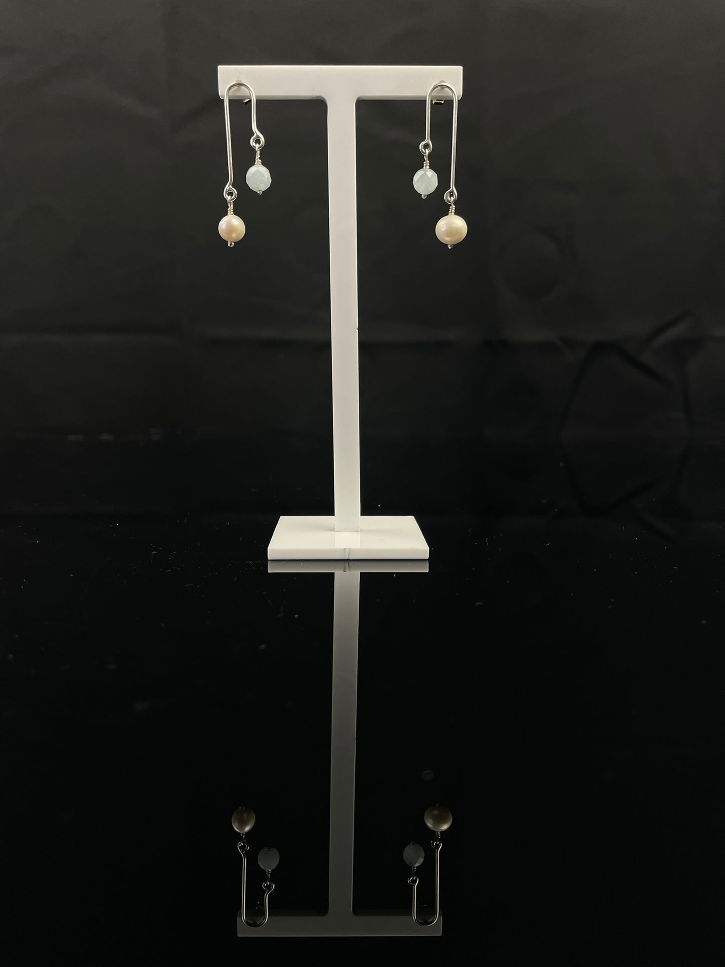 Aquamarine and Freshwater Pearl Earrings image 1