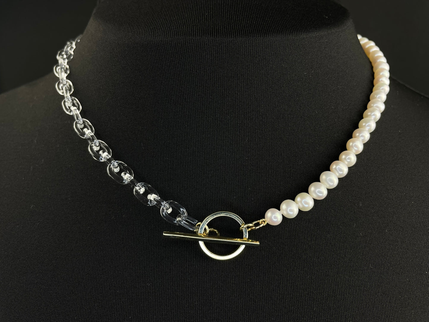 Freshwater Pearl and Glass Chain T.Bar Necklace image 6
