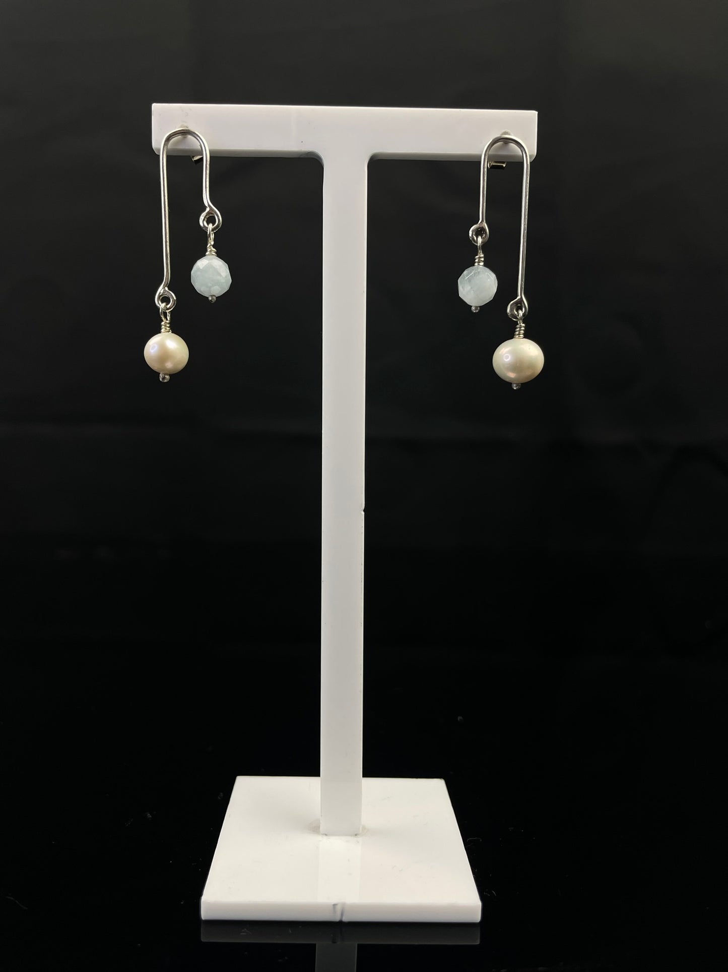 Aquamarine and Freshwater Pearl Earrings image 4