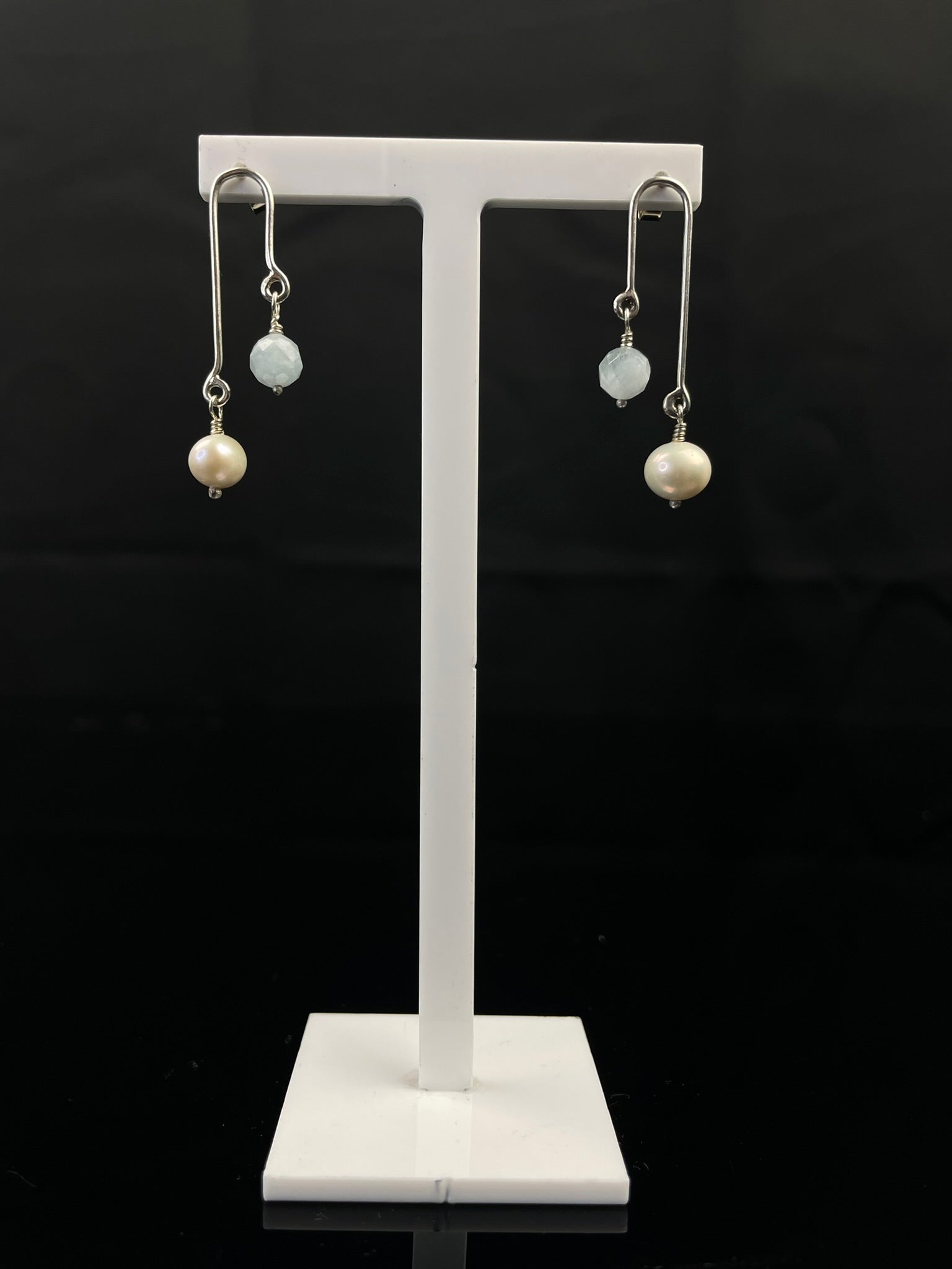 Aquamarine and Freshwater Pearl Earrings image 4
