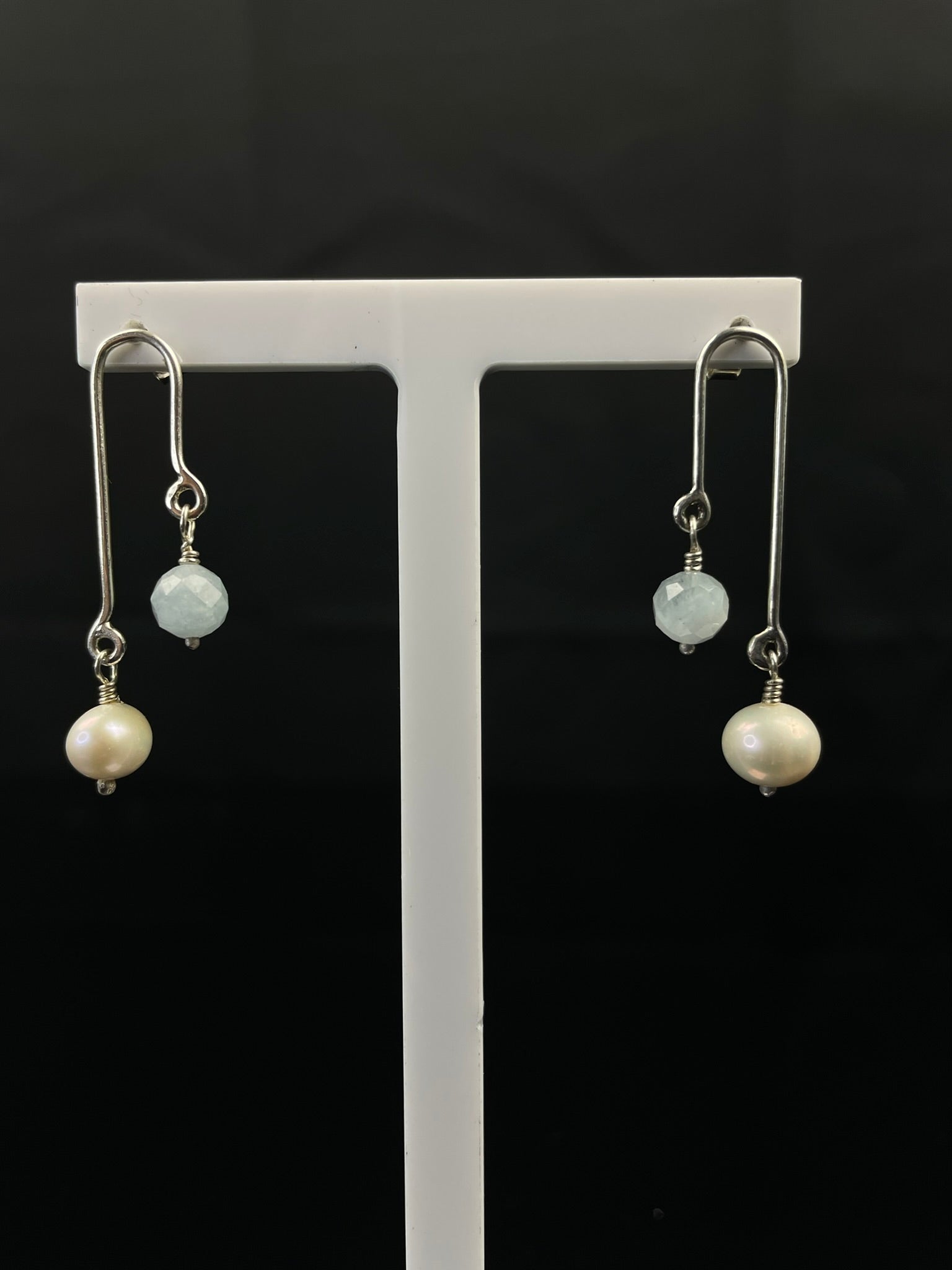 Aquamarine and Freshwater Pearl Earrings image 0