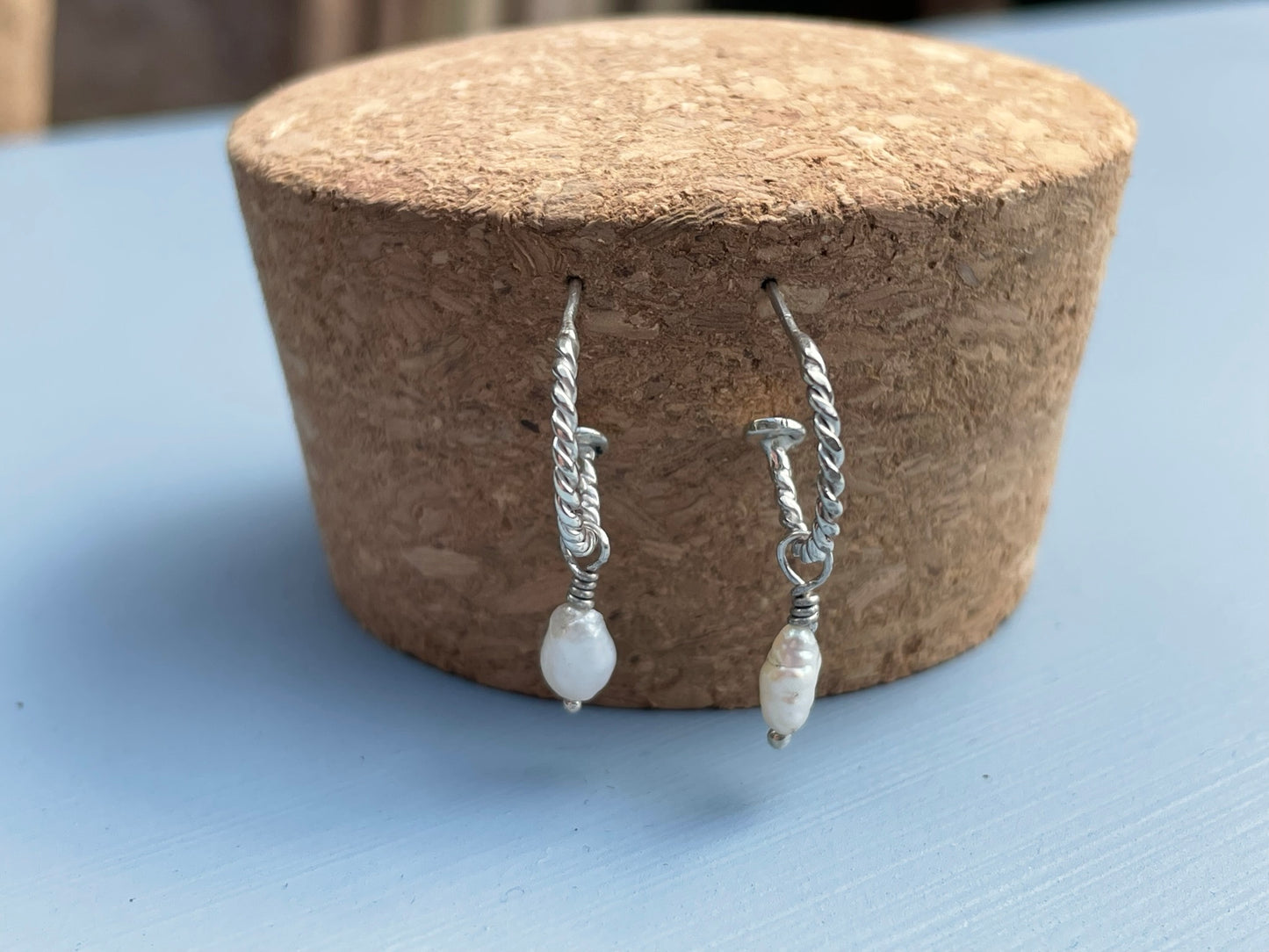 Pearl Drop Hoop Earrings image 6