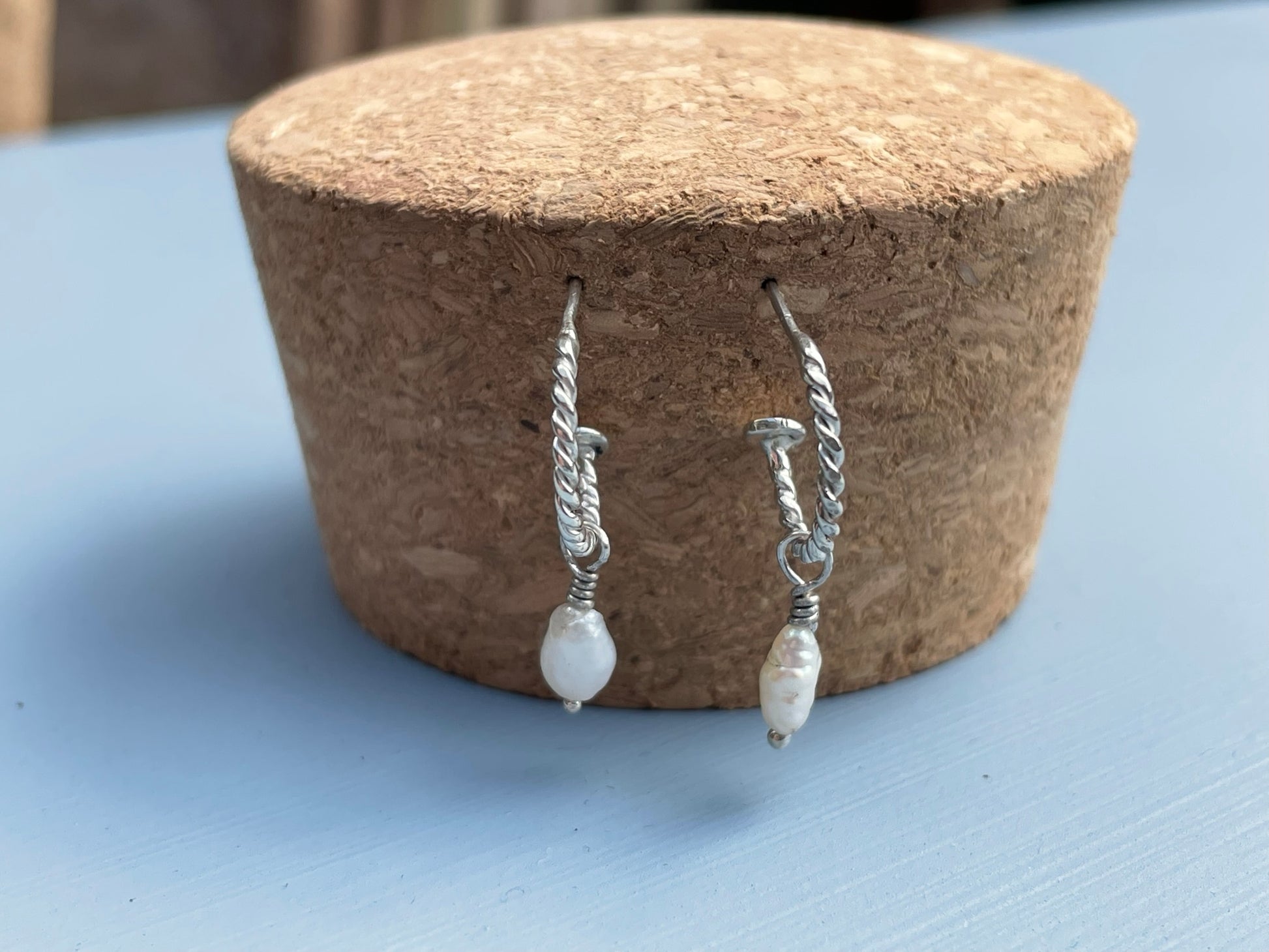 Pearl Drop Hoop Earrings image 6
