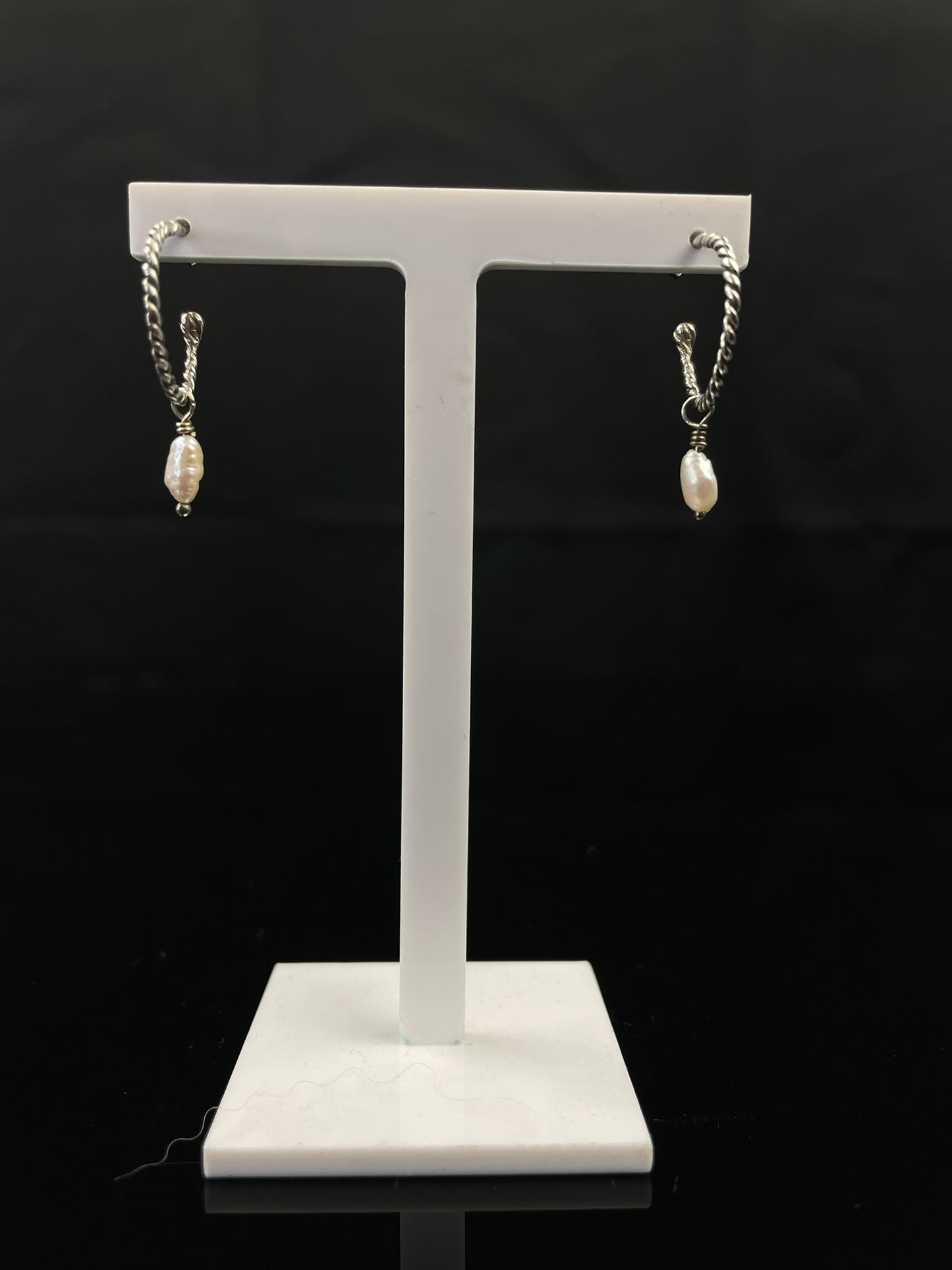 Pearl Drop Hoop Earrings image 0