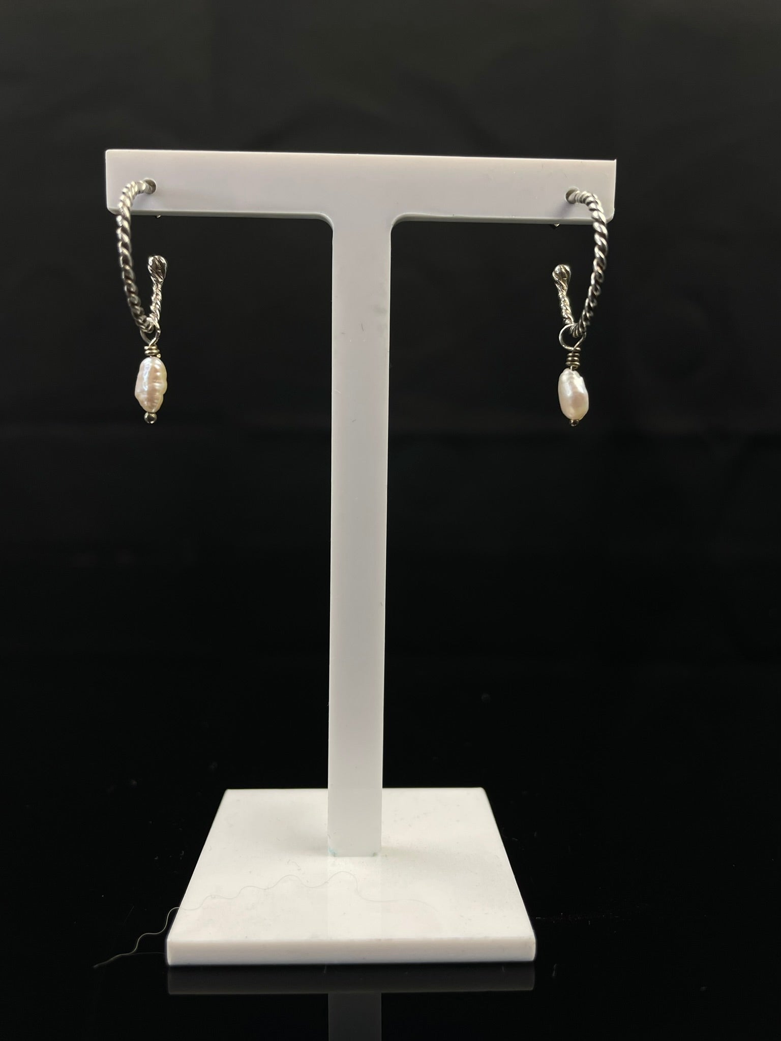 Pearl Drop Hoop Earrings image 0