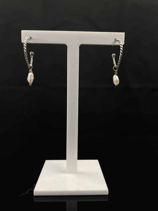 Pearl Drop Hoop Earrings image 0