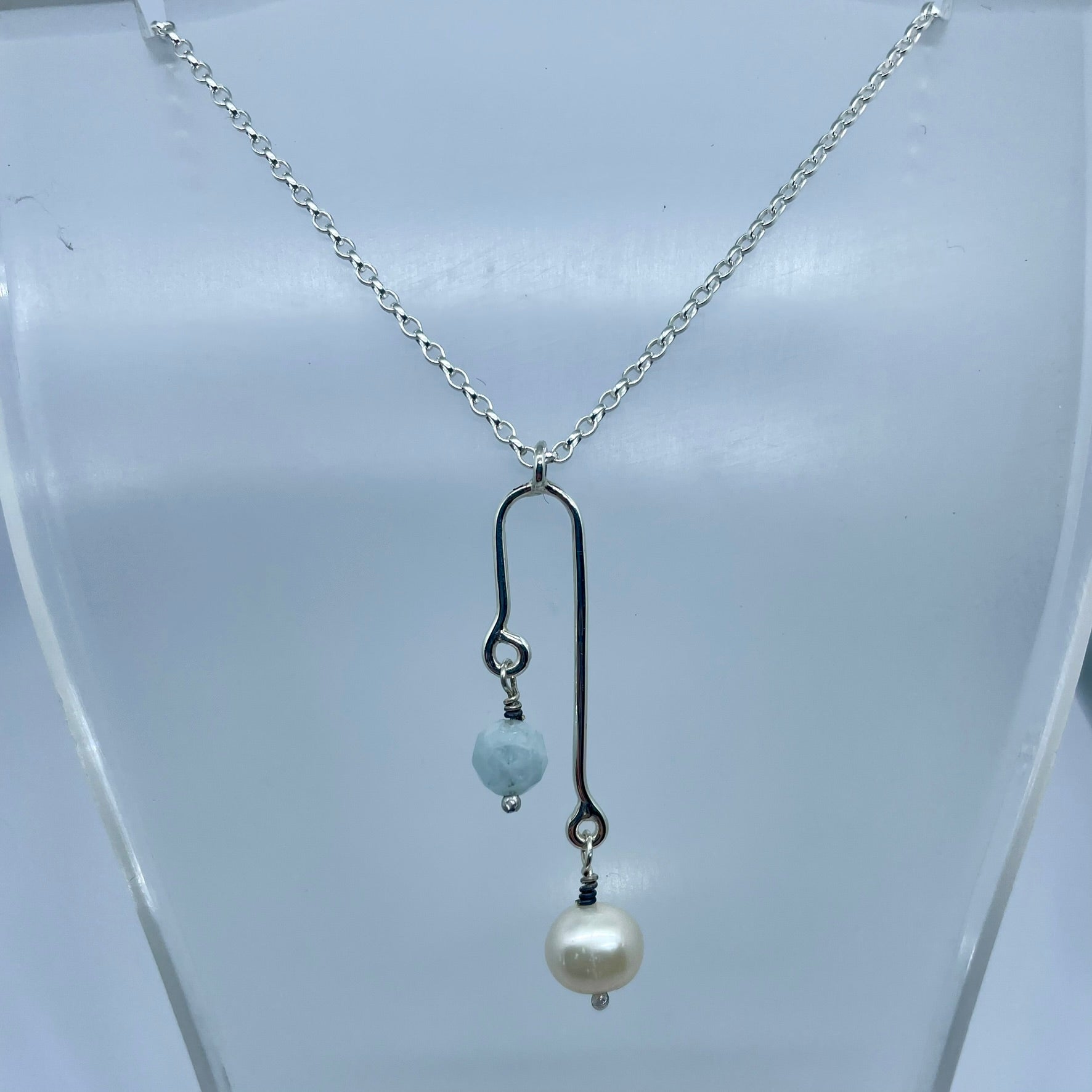 Aquamarine and Freshwater Pearl Necklace image 3