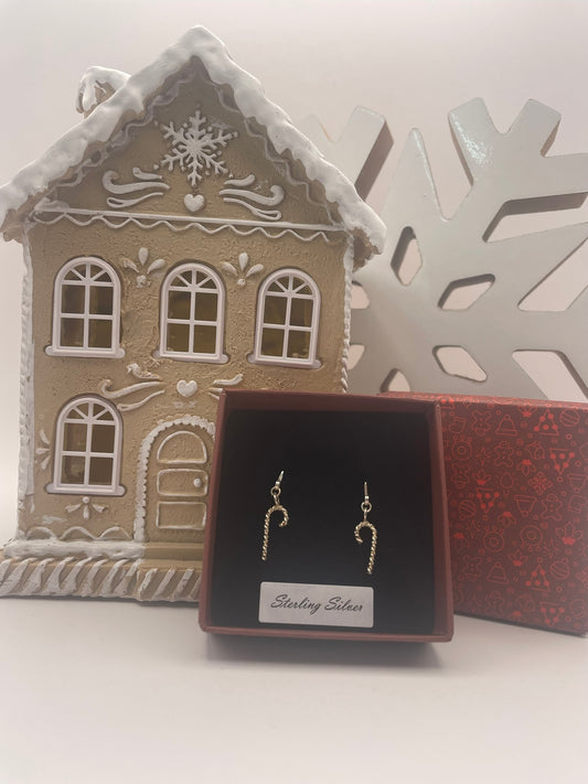 Sterling Silver Handmade Candy Cane Earrings