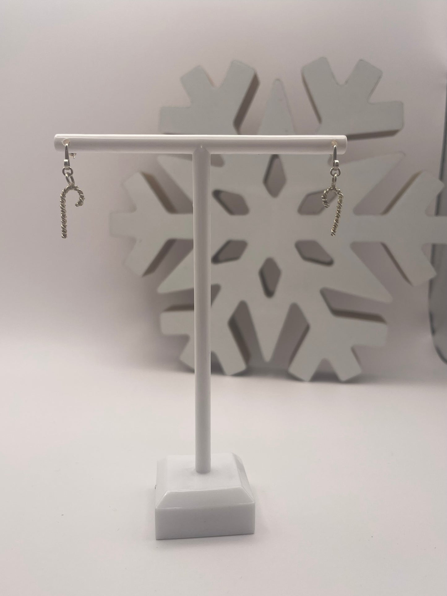 Sterling Silver Handmade Candy Cane Earrings