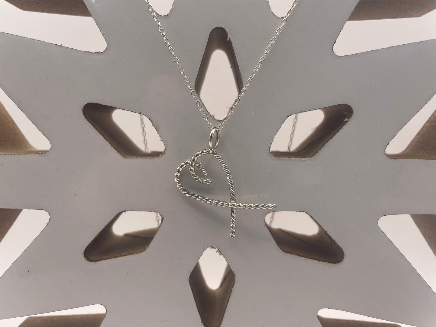 Contempory Candy Cane Heart Necklace