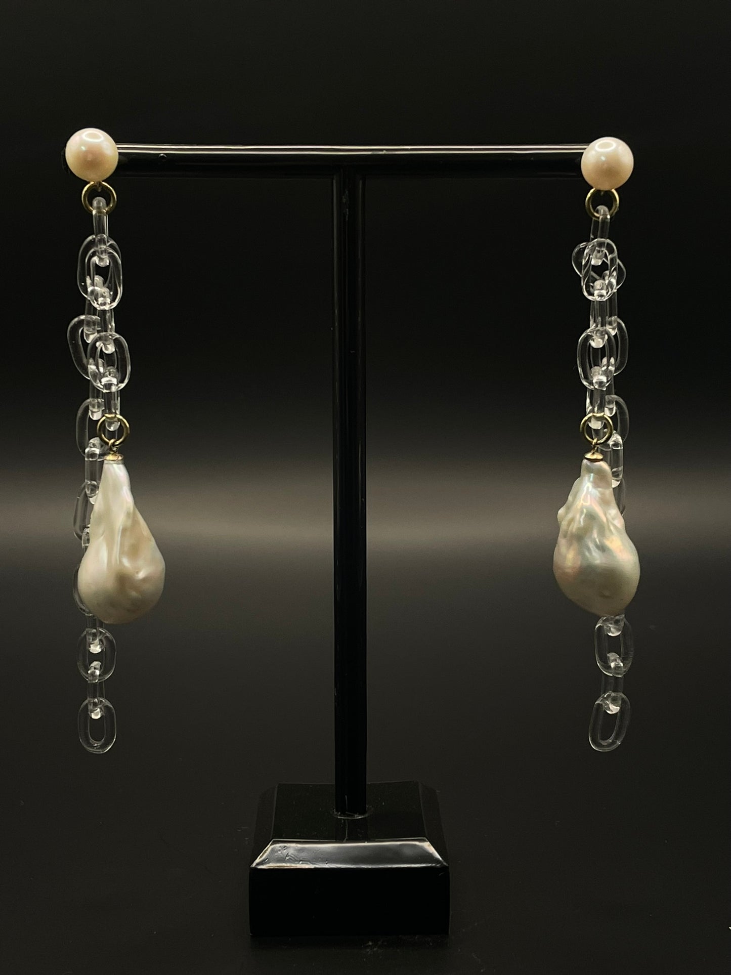 Baroque Pearl and Glass Chain Statement earrings