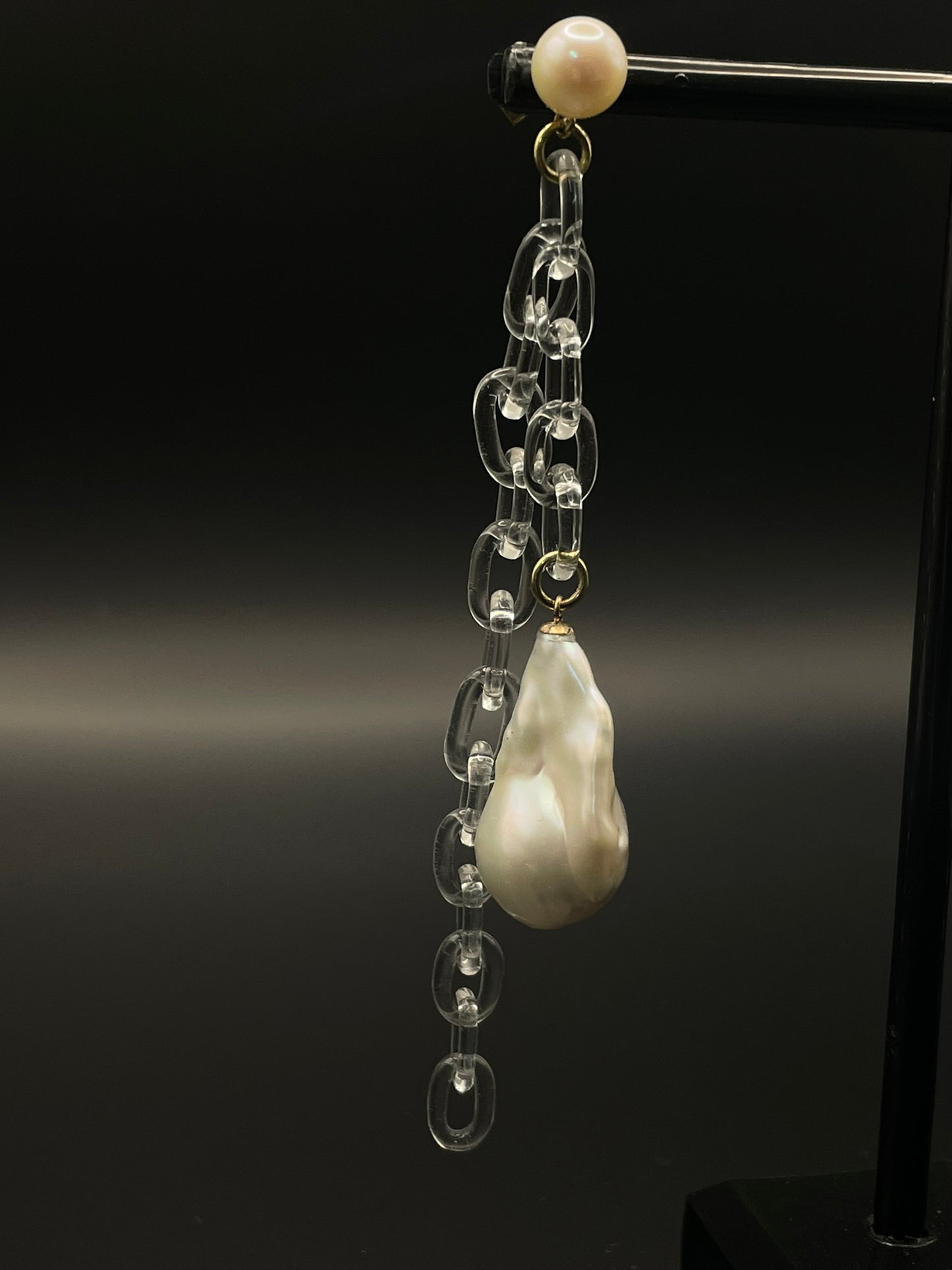 Baroque Pearl and Glass Chain Statement earrings