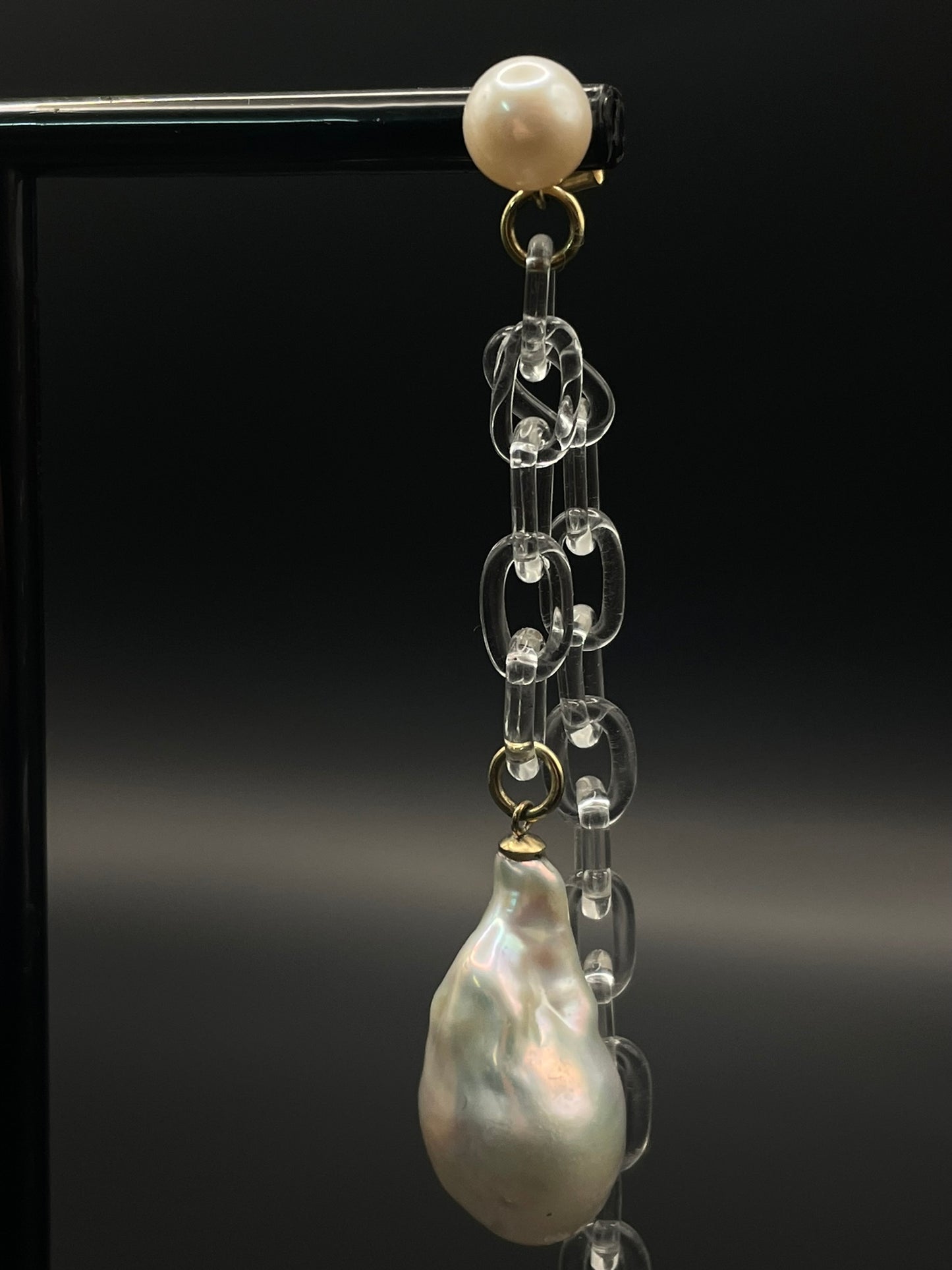 Baroque Pearl and Glass Chain Statement earrings