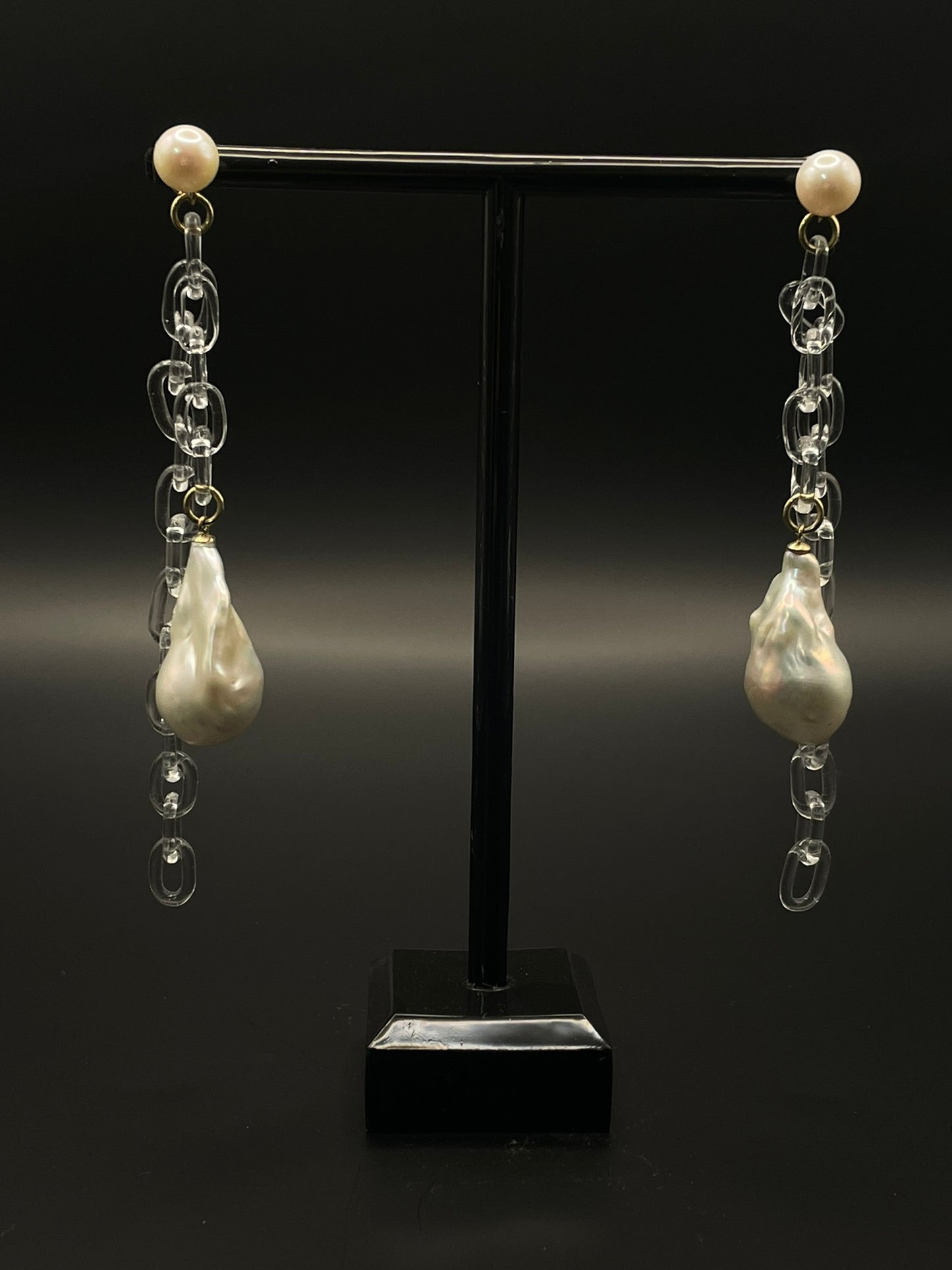 Baroque Pearl and Glass Chain Statement earrings