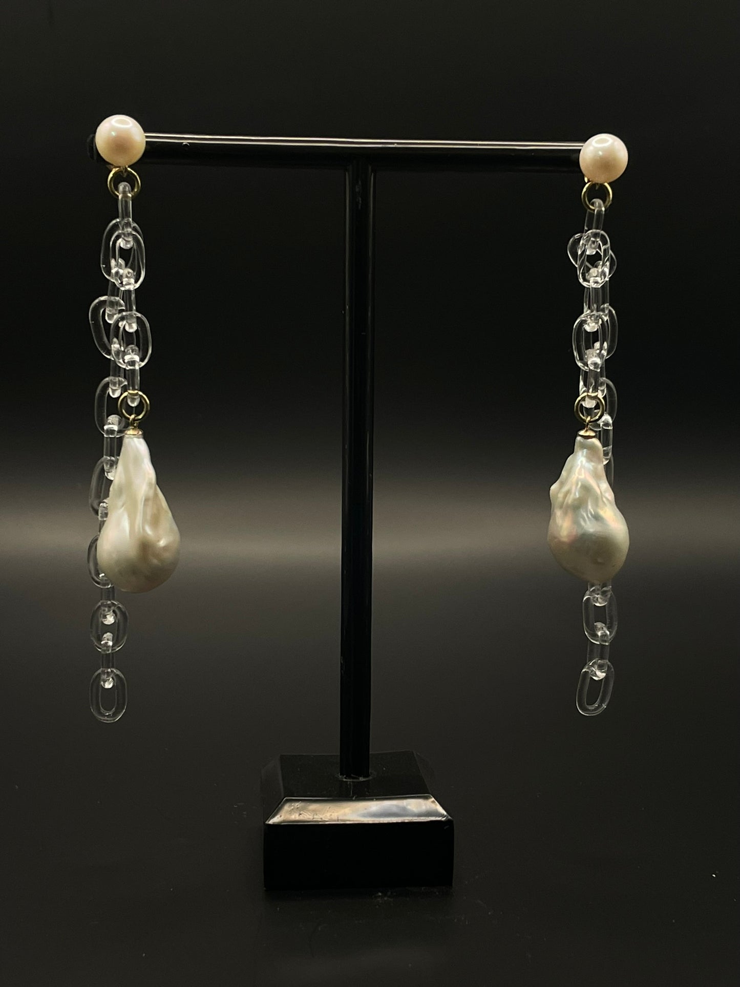 Baroque Pearl and Glass Chain Statement earrings