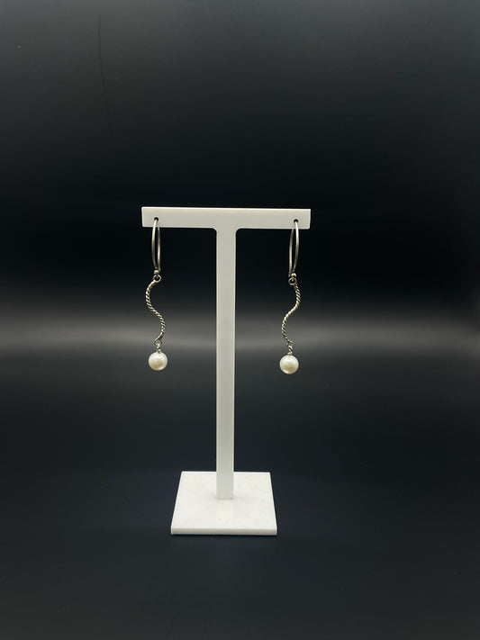 Long Rope Pearl Drop Earrings