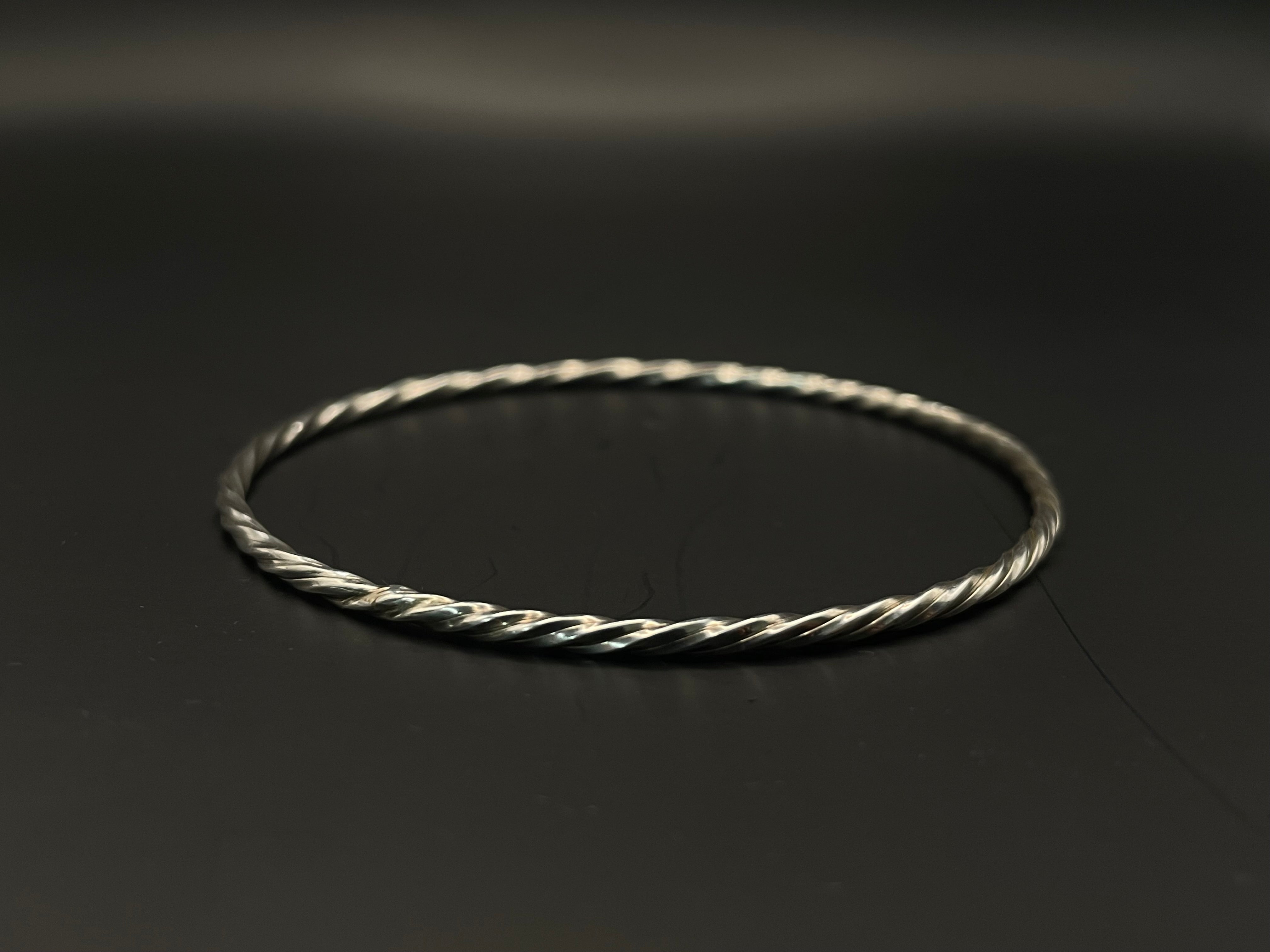 8da Sign Sterling Silver Square Wire Twisted Bangle – The Courtyard Workshop