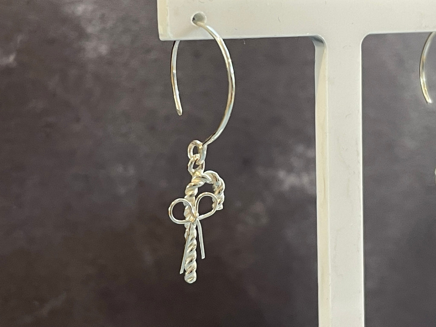 Christmas Candy Cane Earrings With Bows image 3