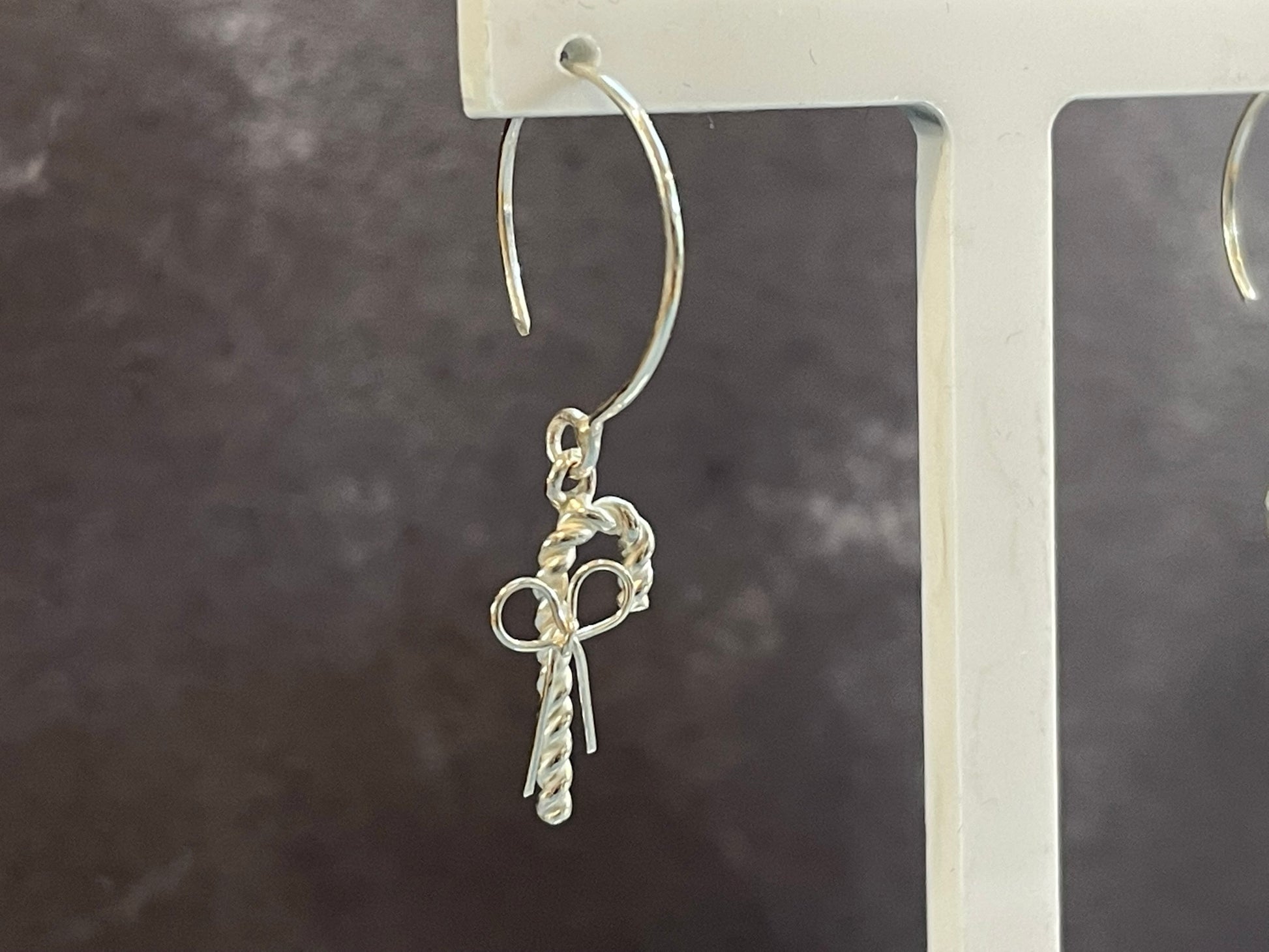 Christmas Candy Cane Earrings With Bows image 3