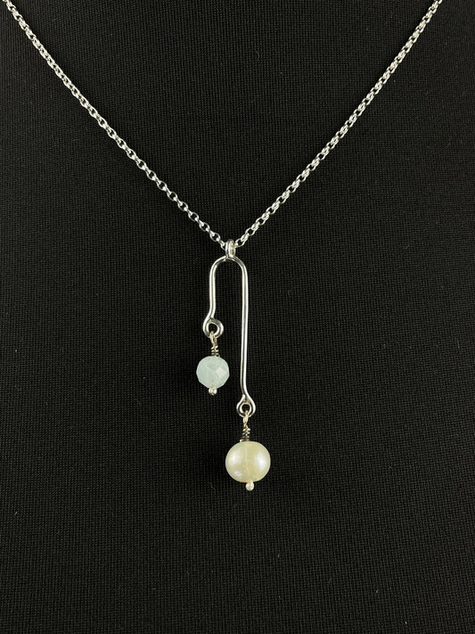 Aquamarine and Freshwater Pearl Necklace image 0