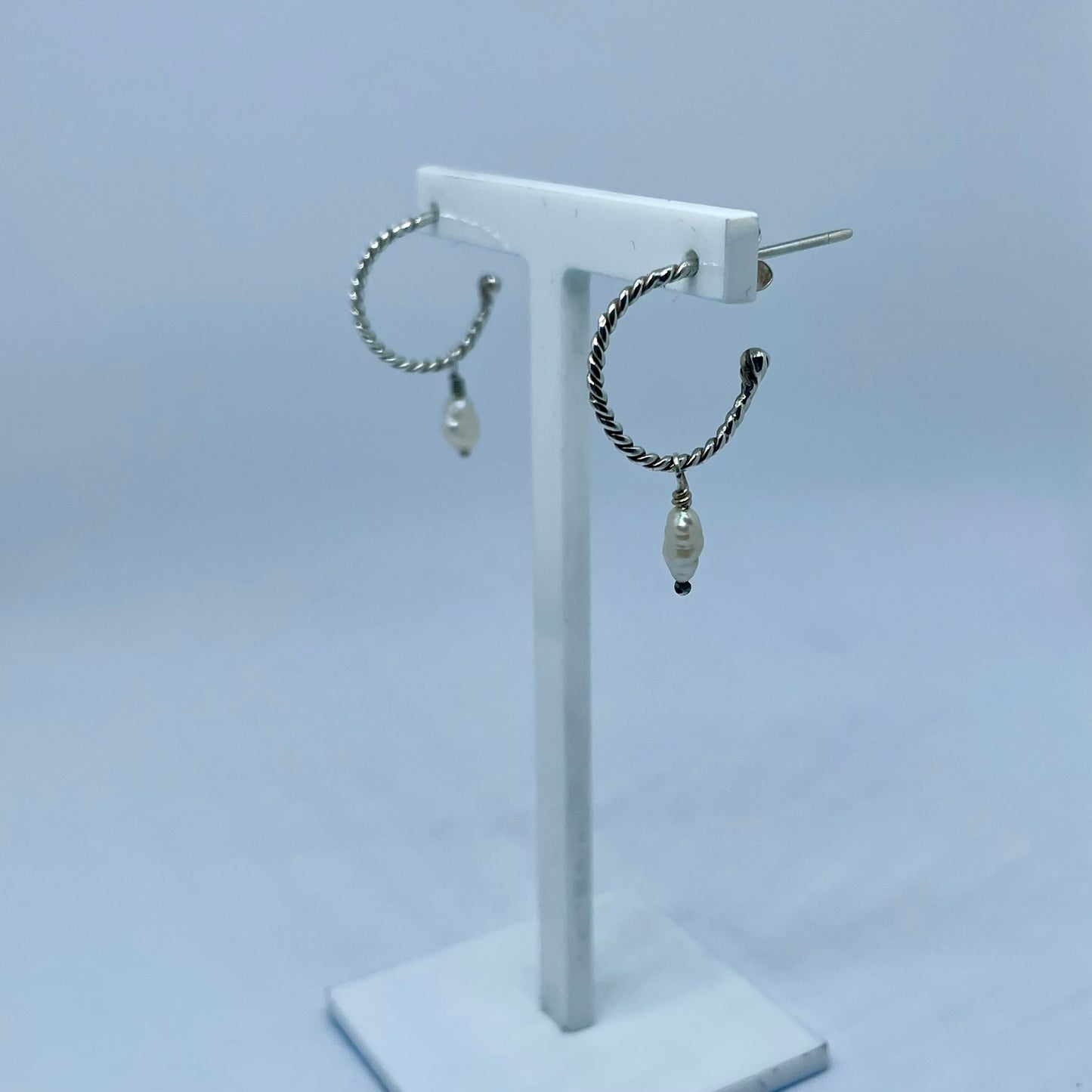 Pearl Drop Hoop Earrings image 3
