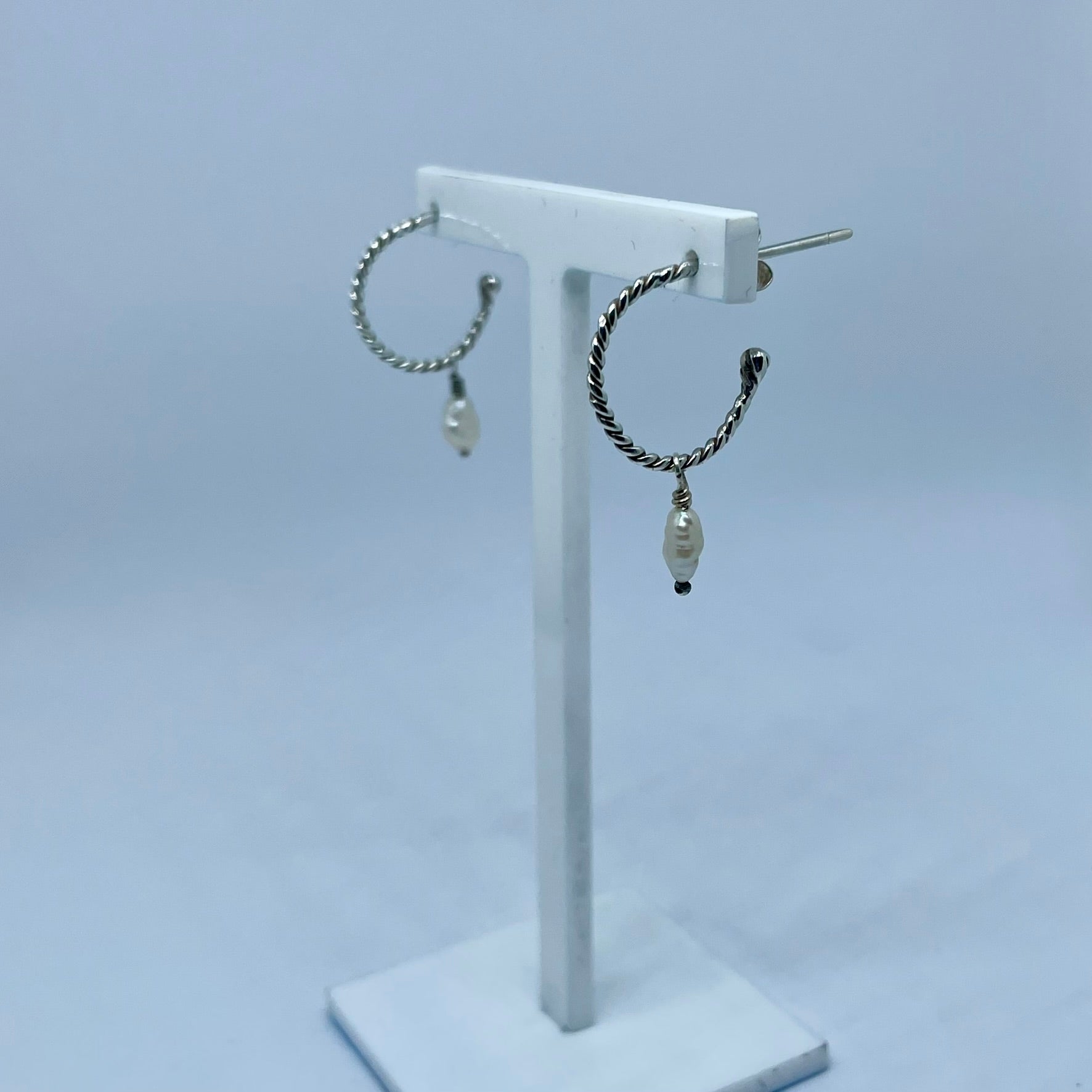 Pearl Drop Hoop Earrings image 3