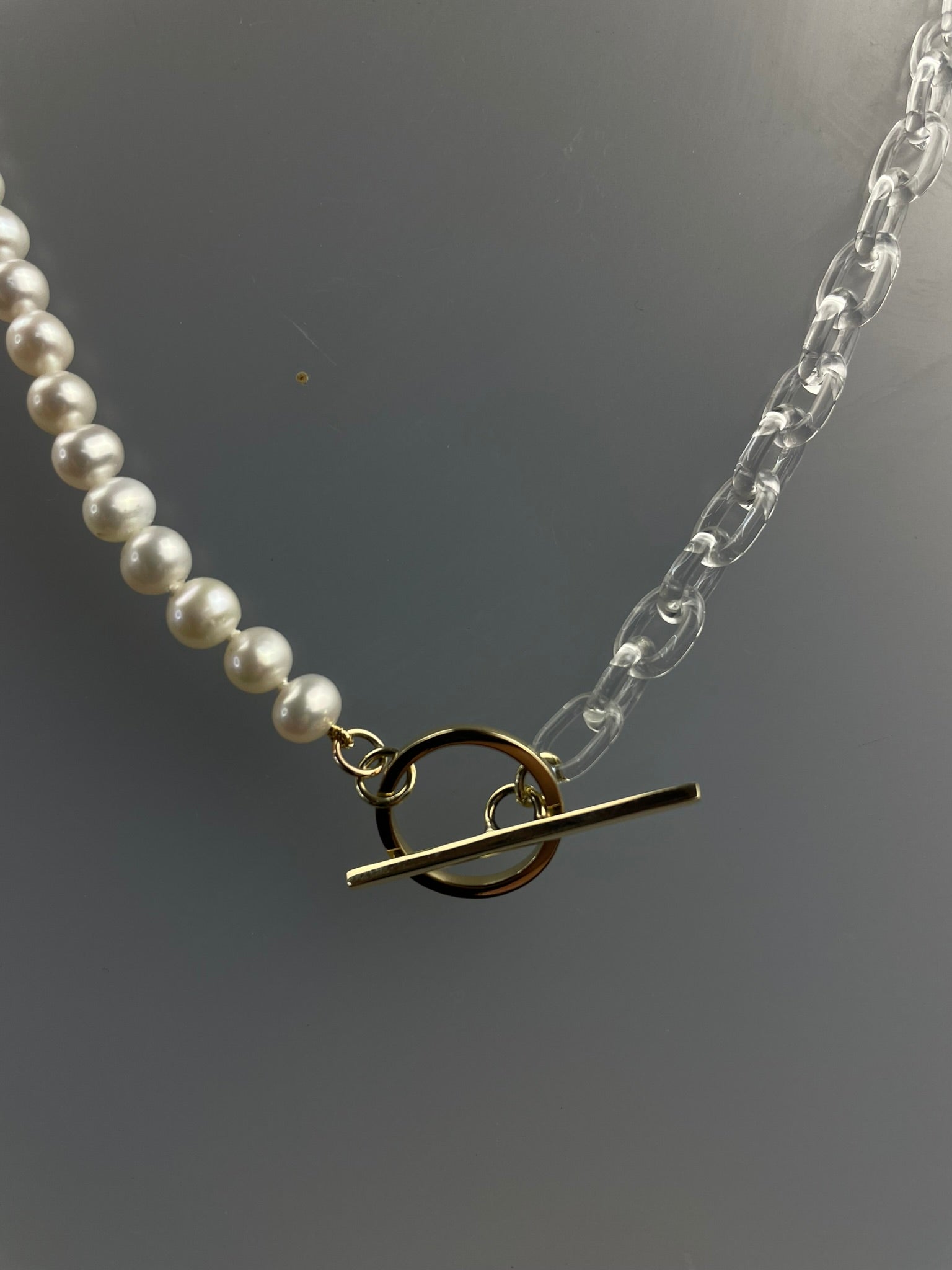 Freshwater Pearl and Glass Chain T.Bar Necklace image 11