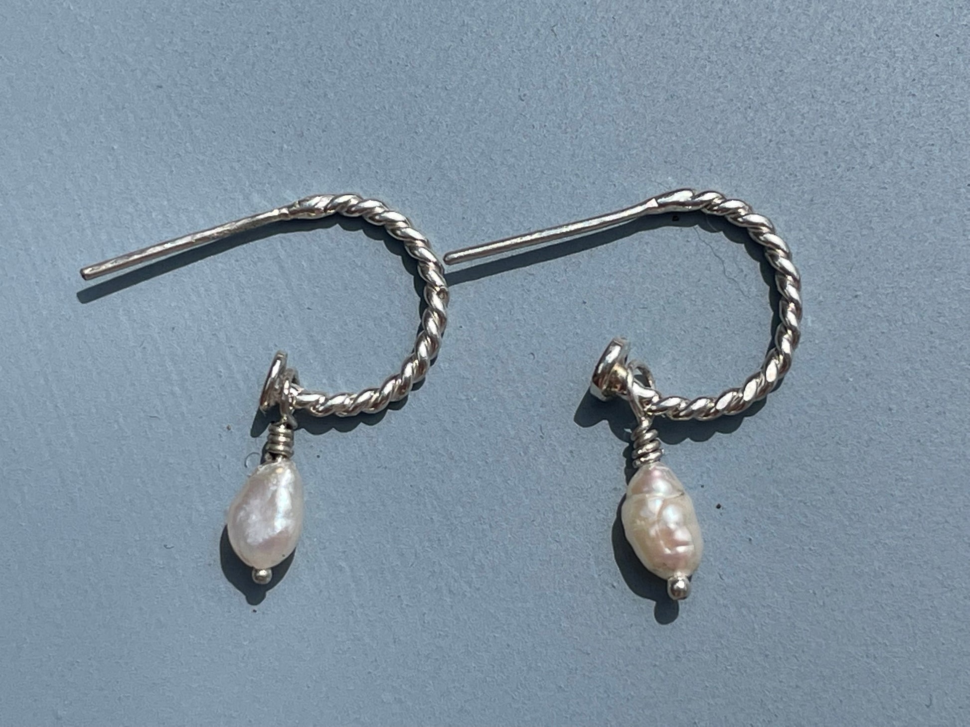 Pearl Drop Hoop Earrings image 5