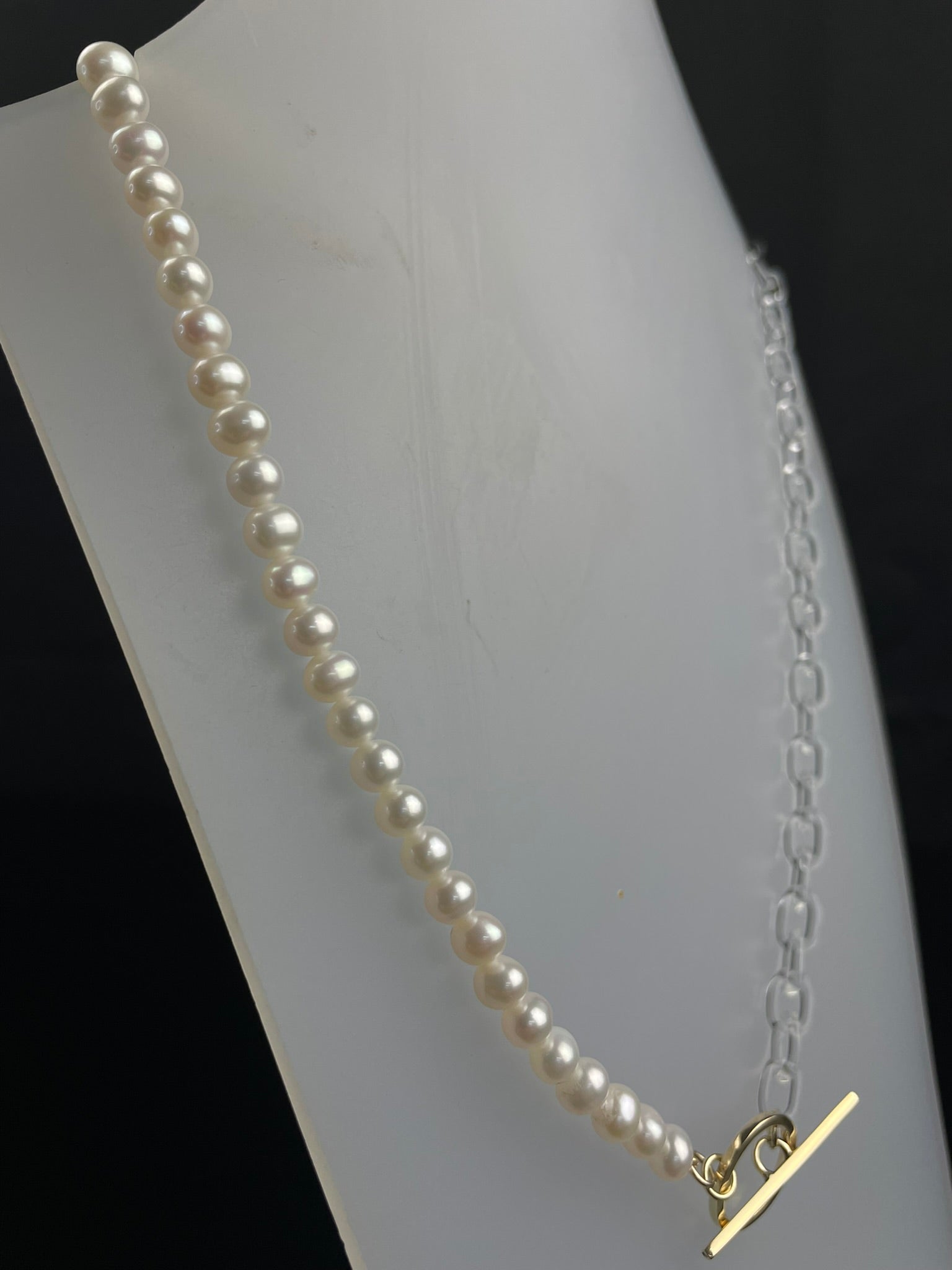 Freshwater Pearl and Glass Chain T.Bar Necklace image 10