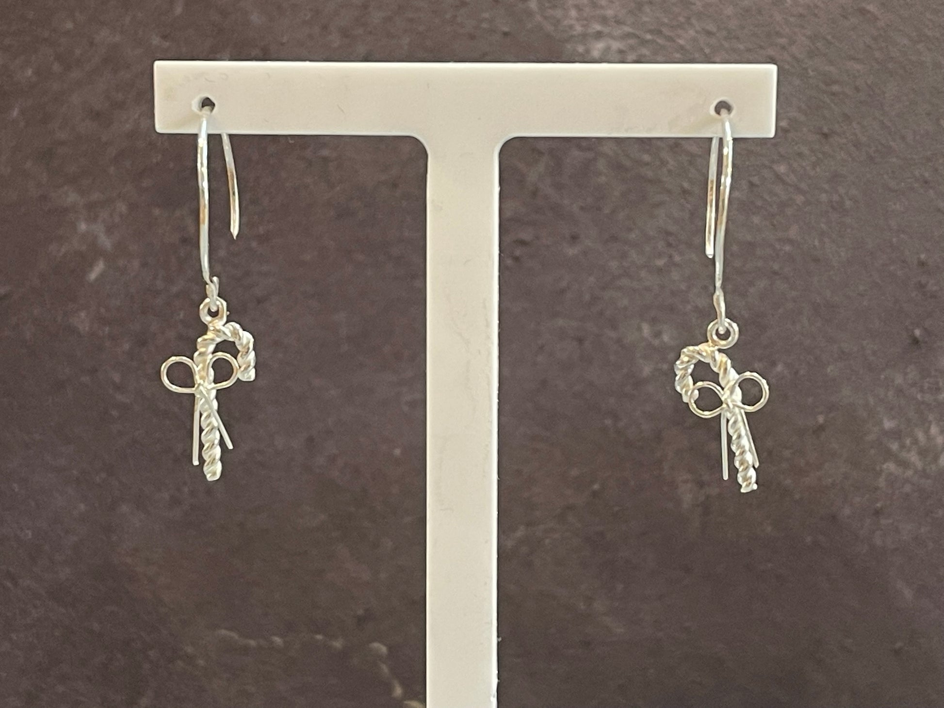 Christmas Candy Cane Earrings With Bows image 1