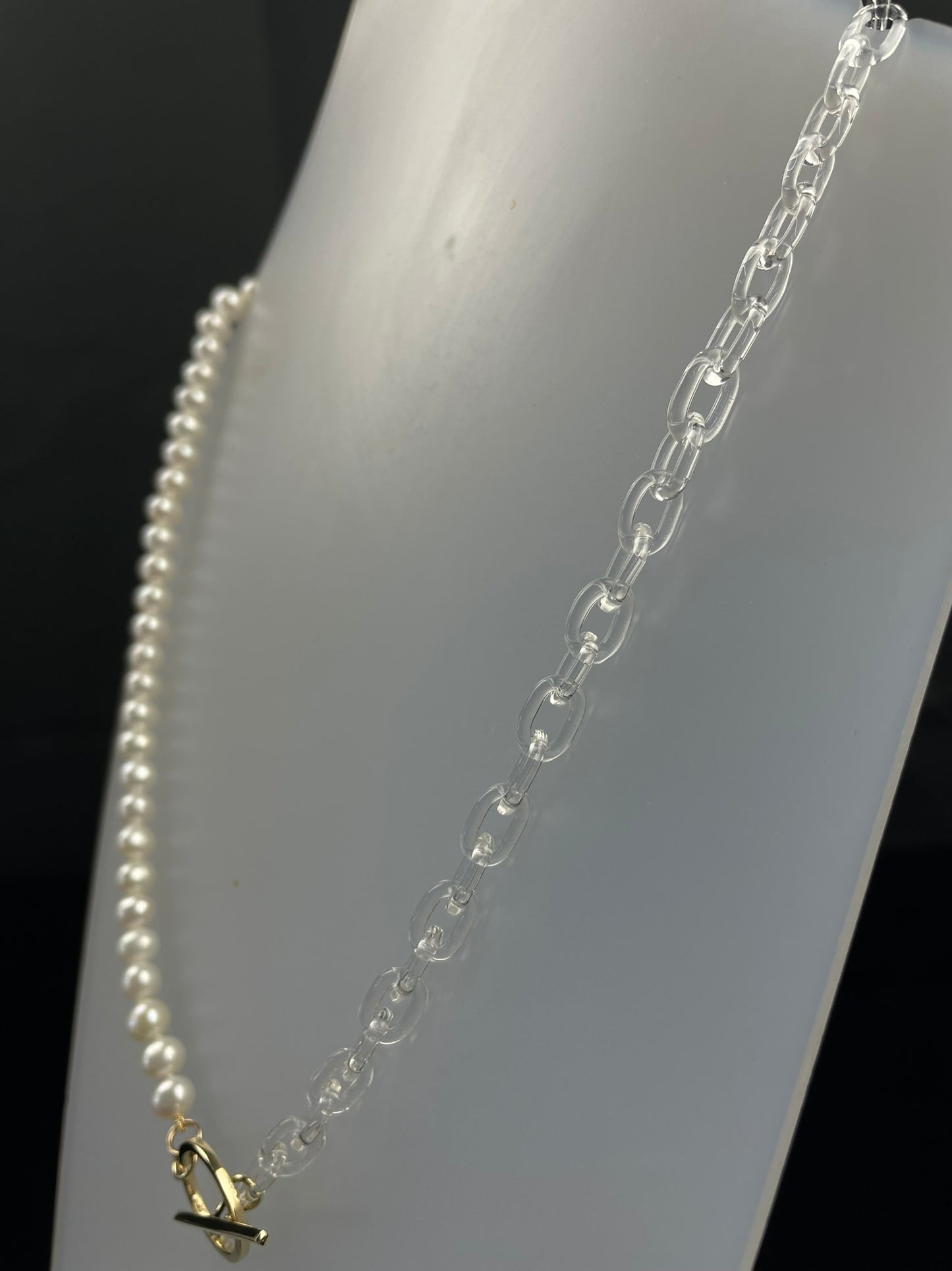 Freshwater Pearl and Glass Chain T.Bar Necklace image 9