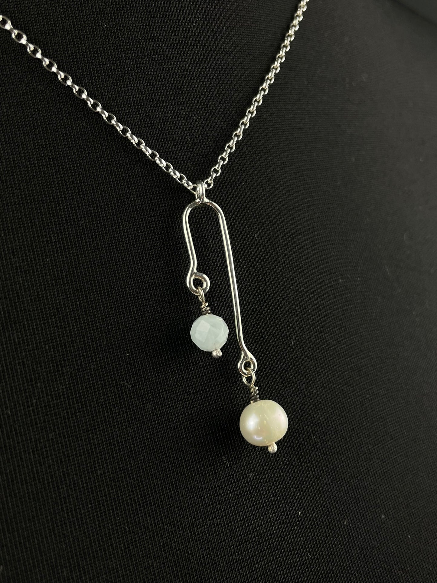 Aquamarine and Freshwater Pearl Necklace image 1