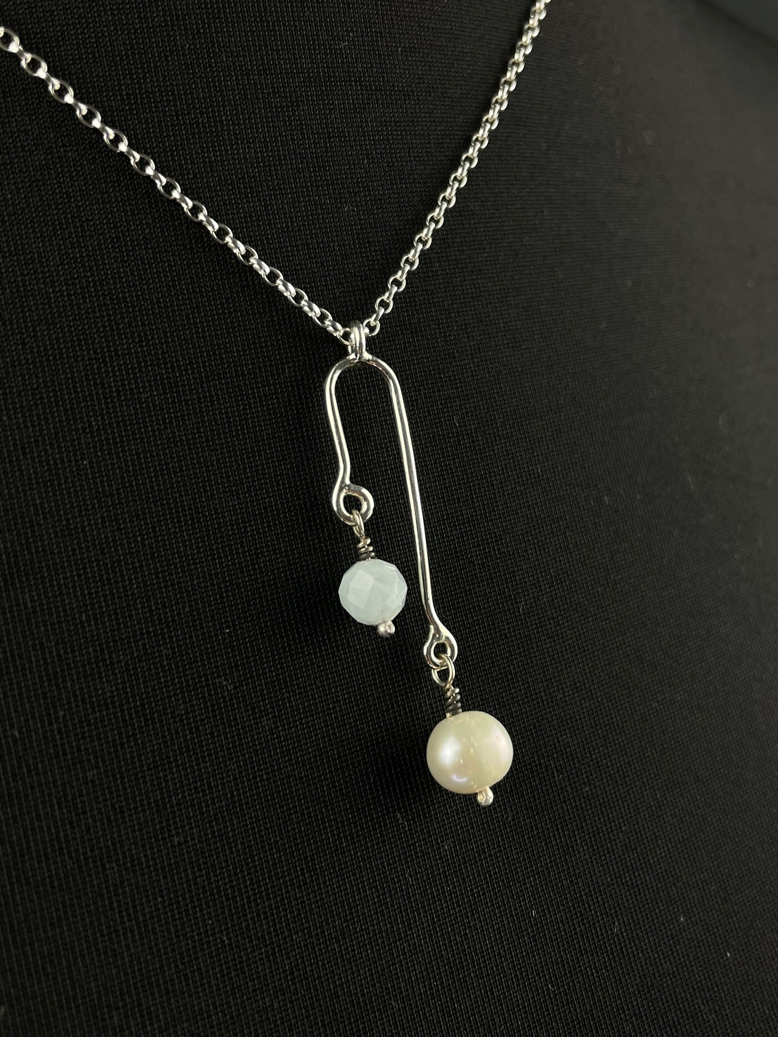 Aquamarine and Freshwater Pearl Necklace image 1