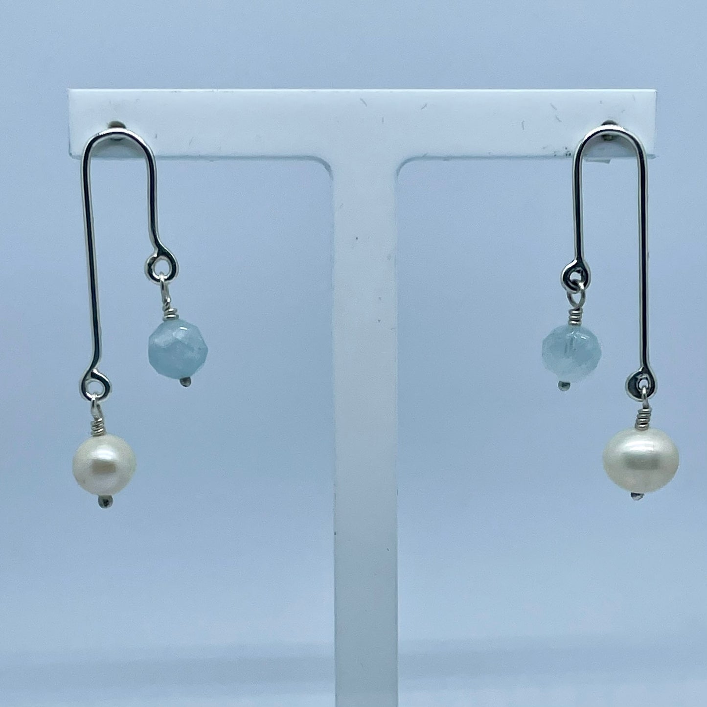 Aquamarine and Freshwater Pearl Earrings image 6