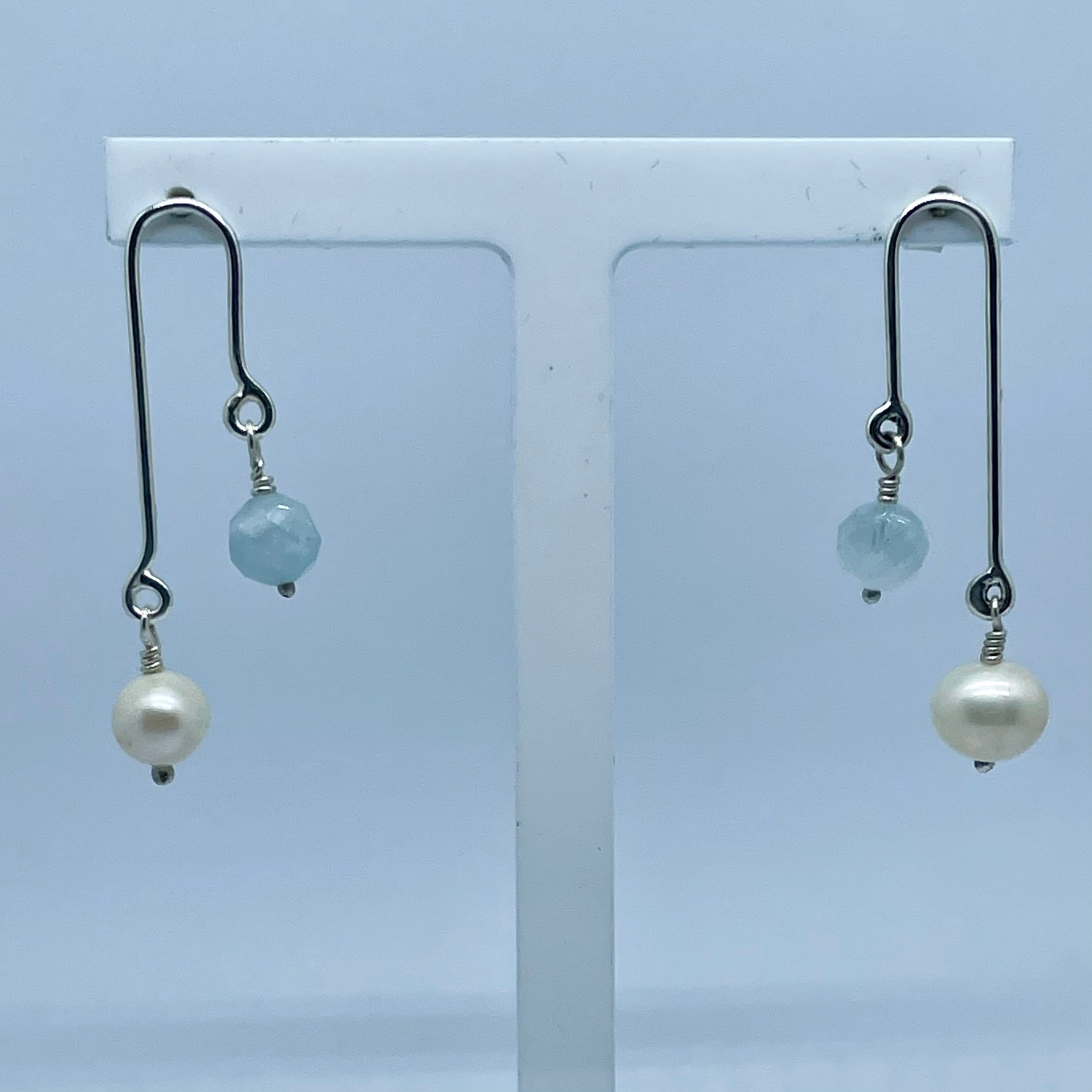 Aquamarine and Freshwater Pearl Earrings image 6