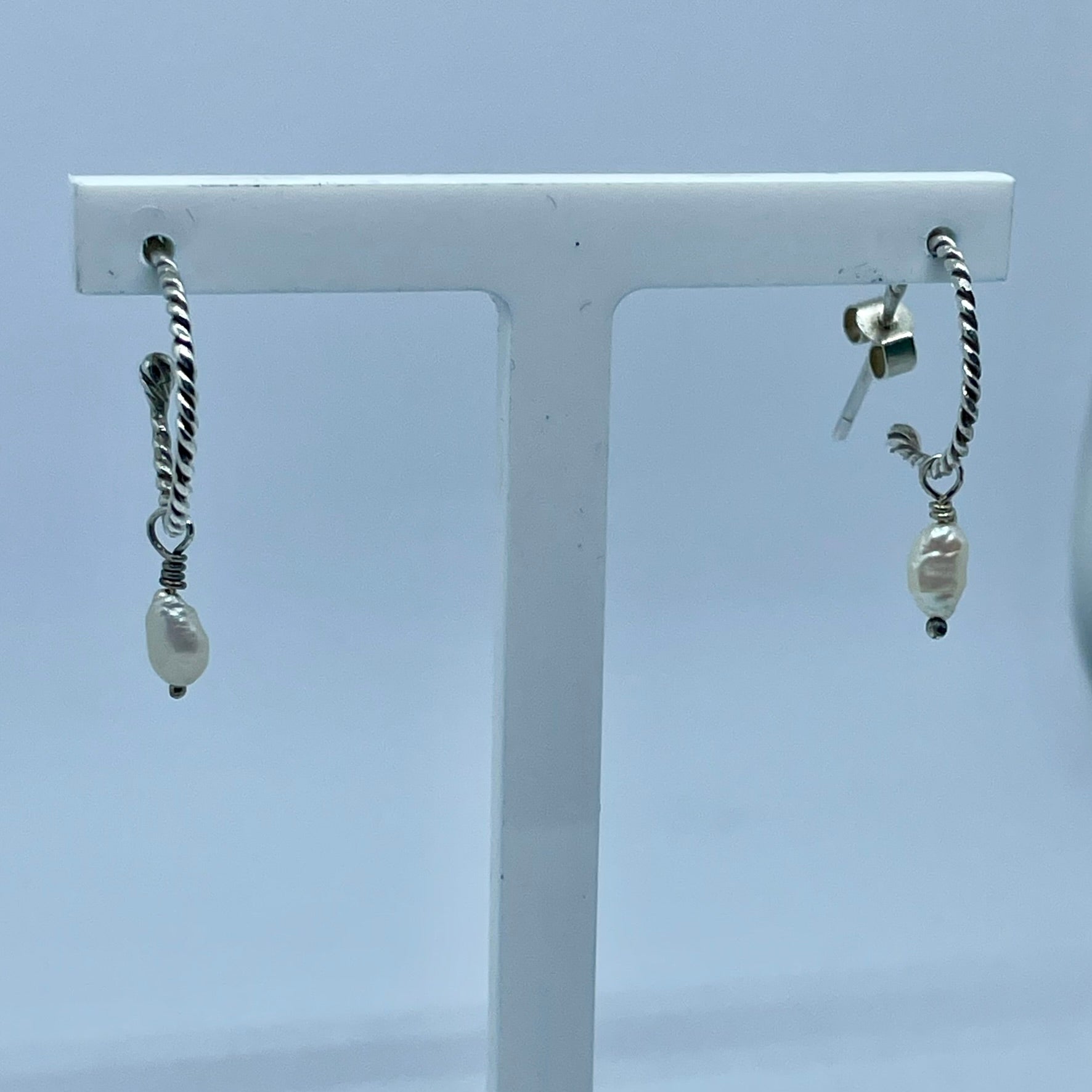 Pearl Drop Hoop Earrings image 4