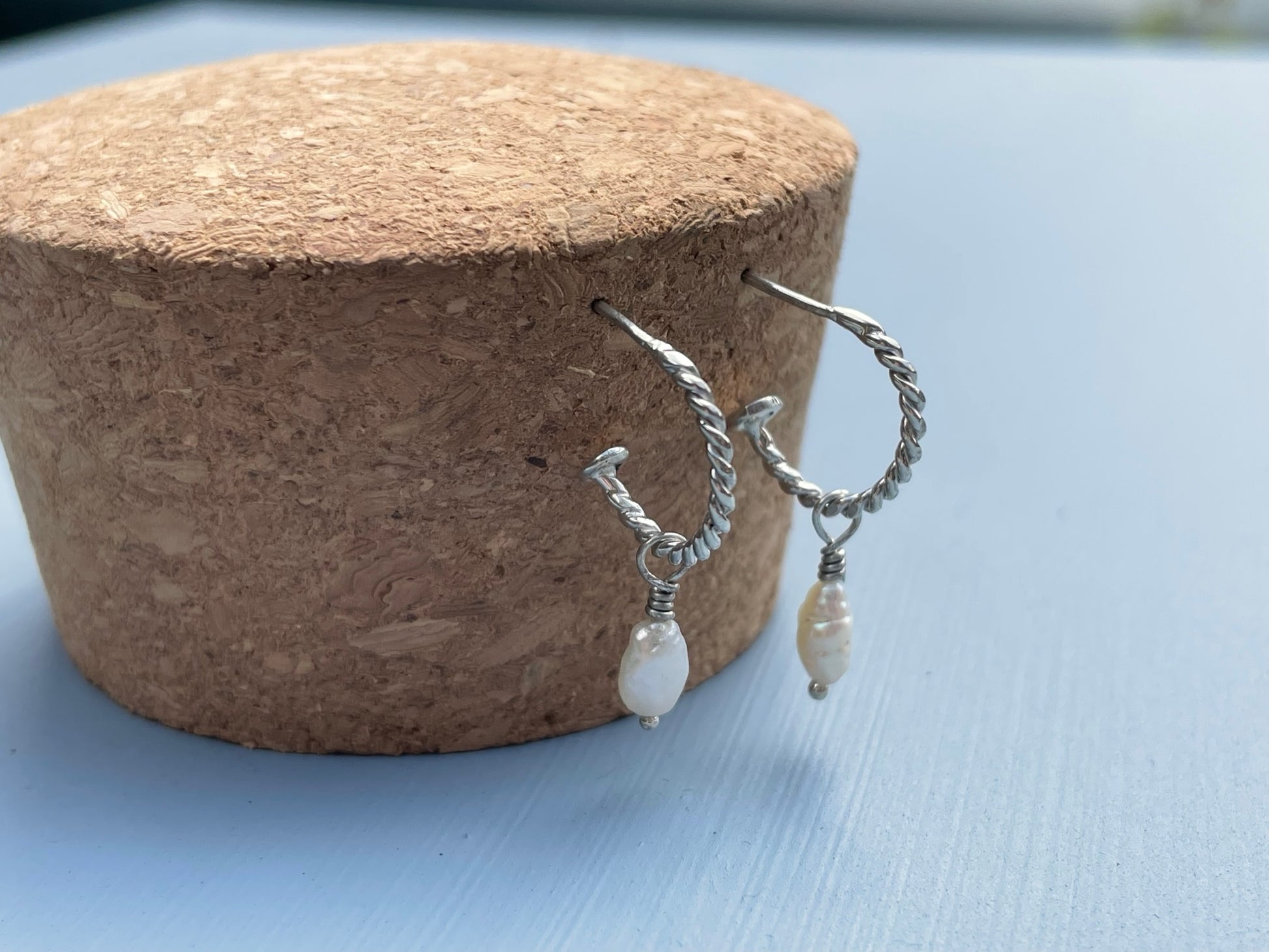 Pearl Drop Hoop Earrings image 7